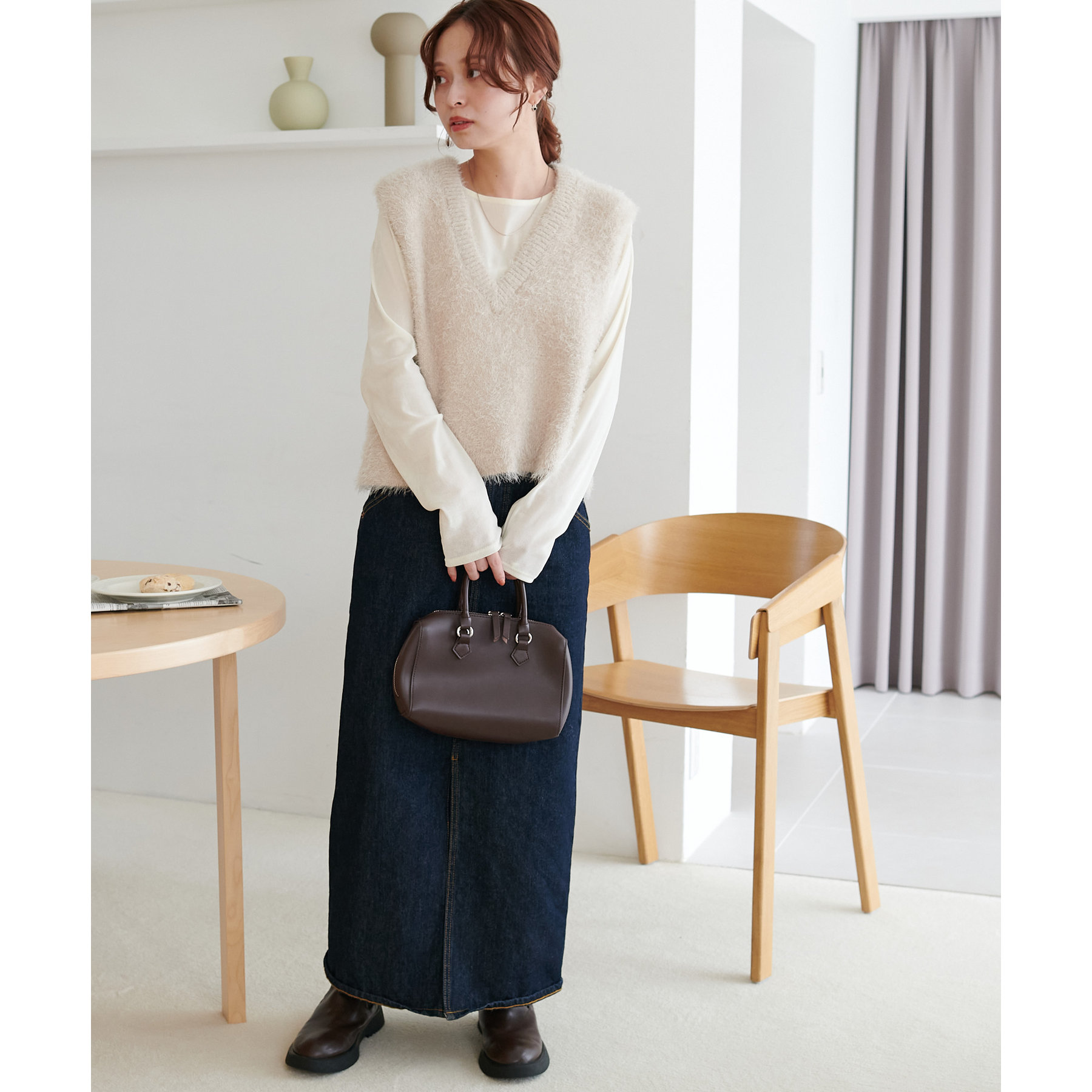 前後2WAYフェザーヤーンショートベスト | ファッション通販