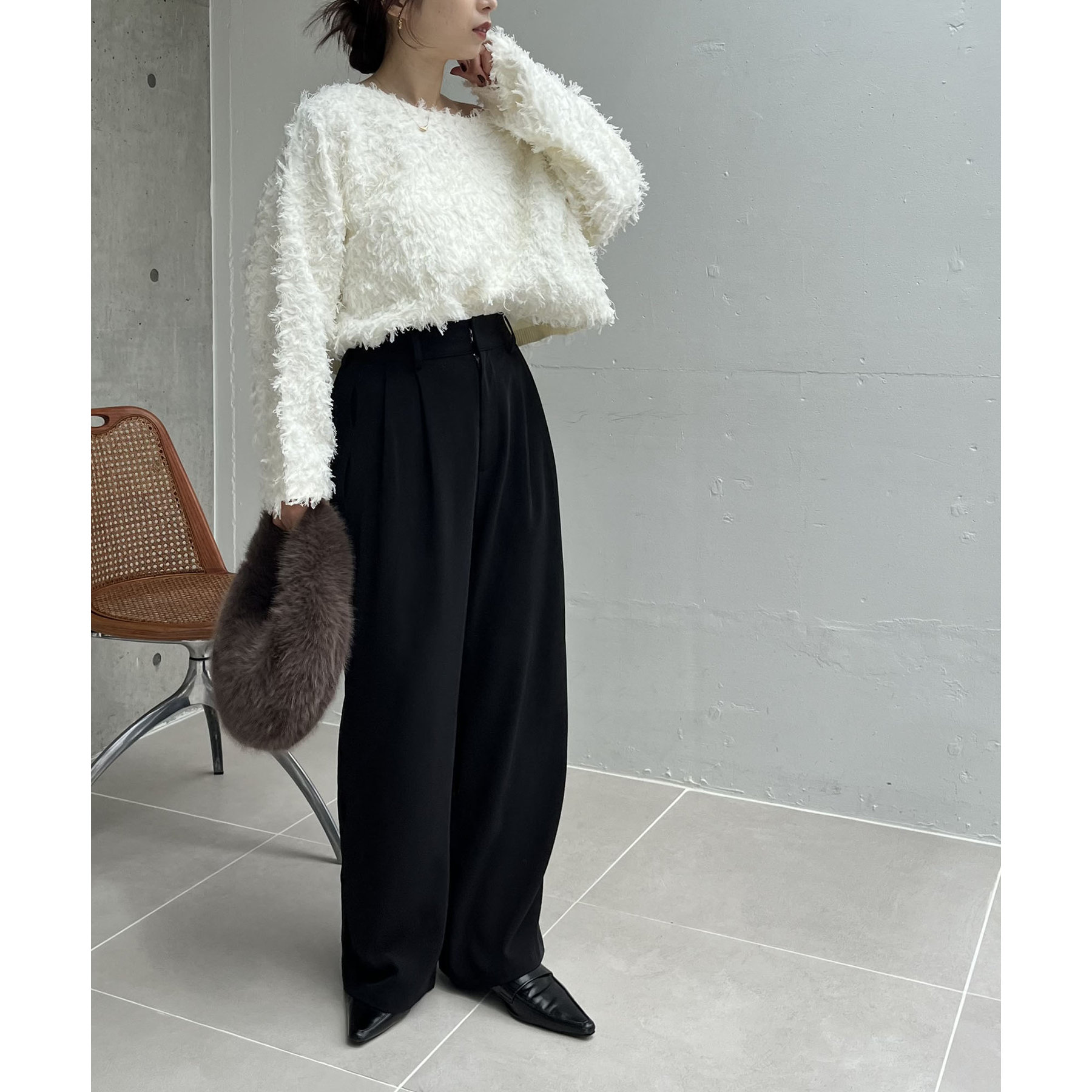 人気アイテム再入荷】フリンジボートネックプルオーバー 