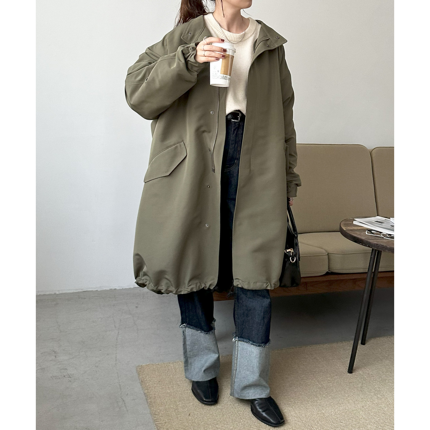 【イエナ】ヴェットモンドゥトラヴァイユ　ファーライナー付きモッズコート　紺　M IENA（イエナ） 別注 VETEMENTS DE TRAVAIL ヴェットモン ドゥ