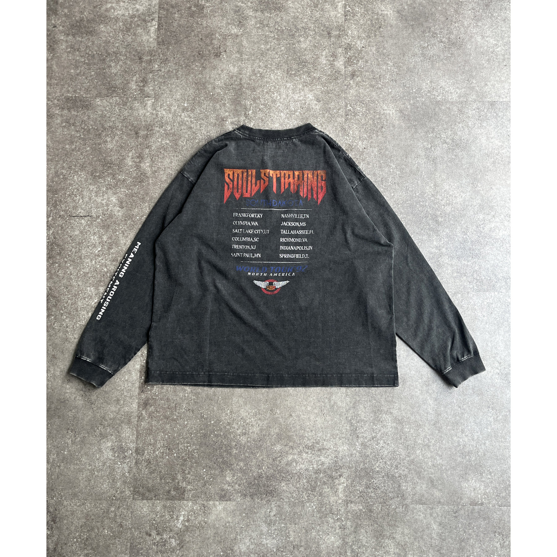 RHUDE ブラック ビンテージ加工ロンT RHUDE】ルード ヴィンテージ加工 USA製 ロンT 長袖 XLサイズ