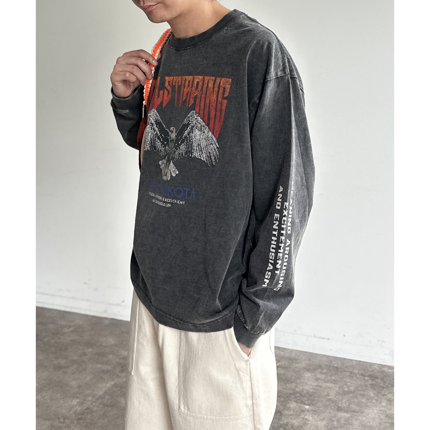 RHUDE ブラック ビンテージ加工ロンT RHUDE ブラック ビンテージ加工ロンT
