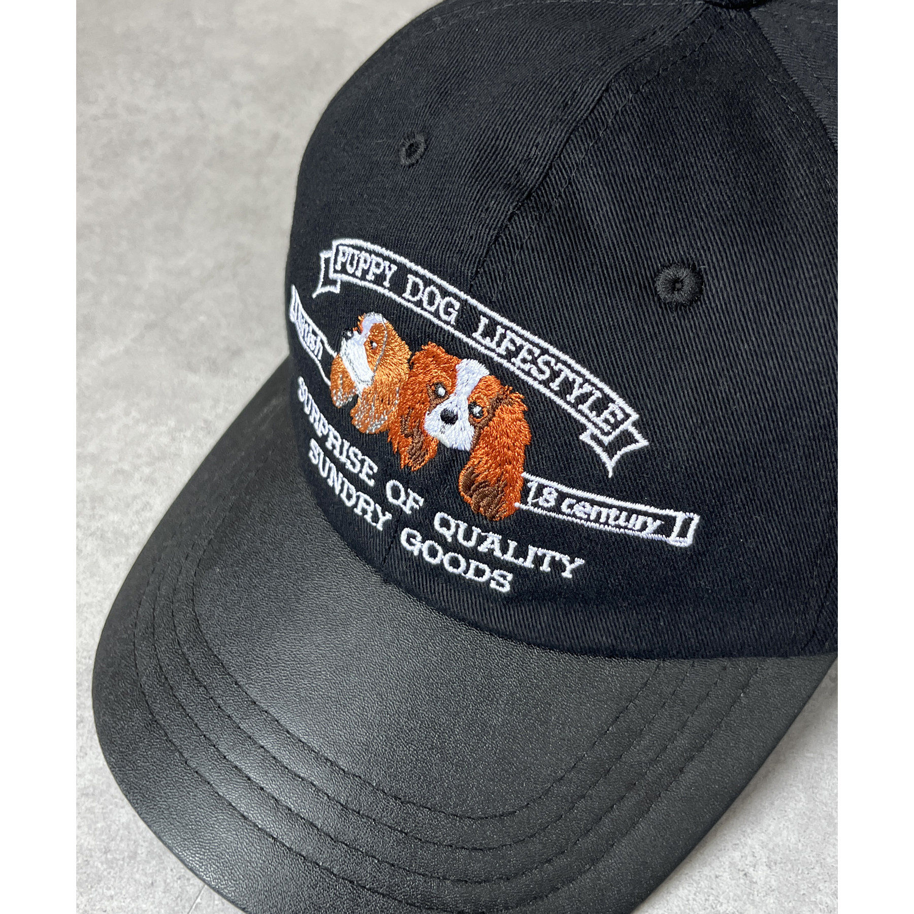 犬刺繍フェイクレザー×ツイルキャップ | ファッション通販サイト