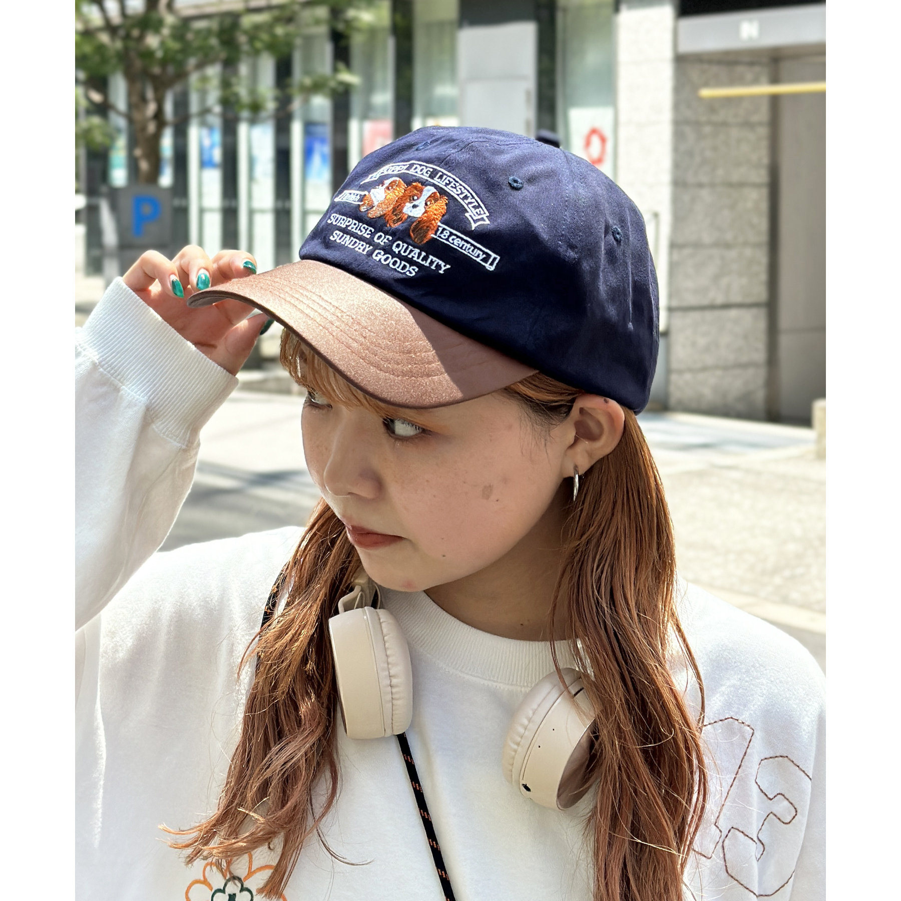 犬刺繍フェイクレザー×ツイルキャップ | ファッション通販サイト NUGU