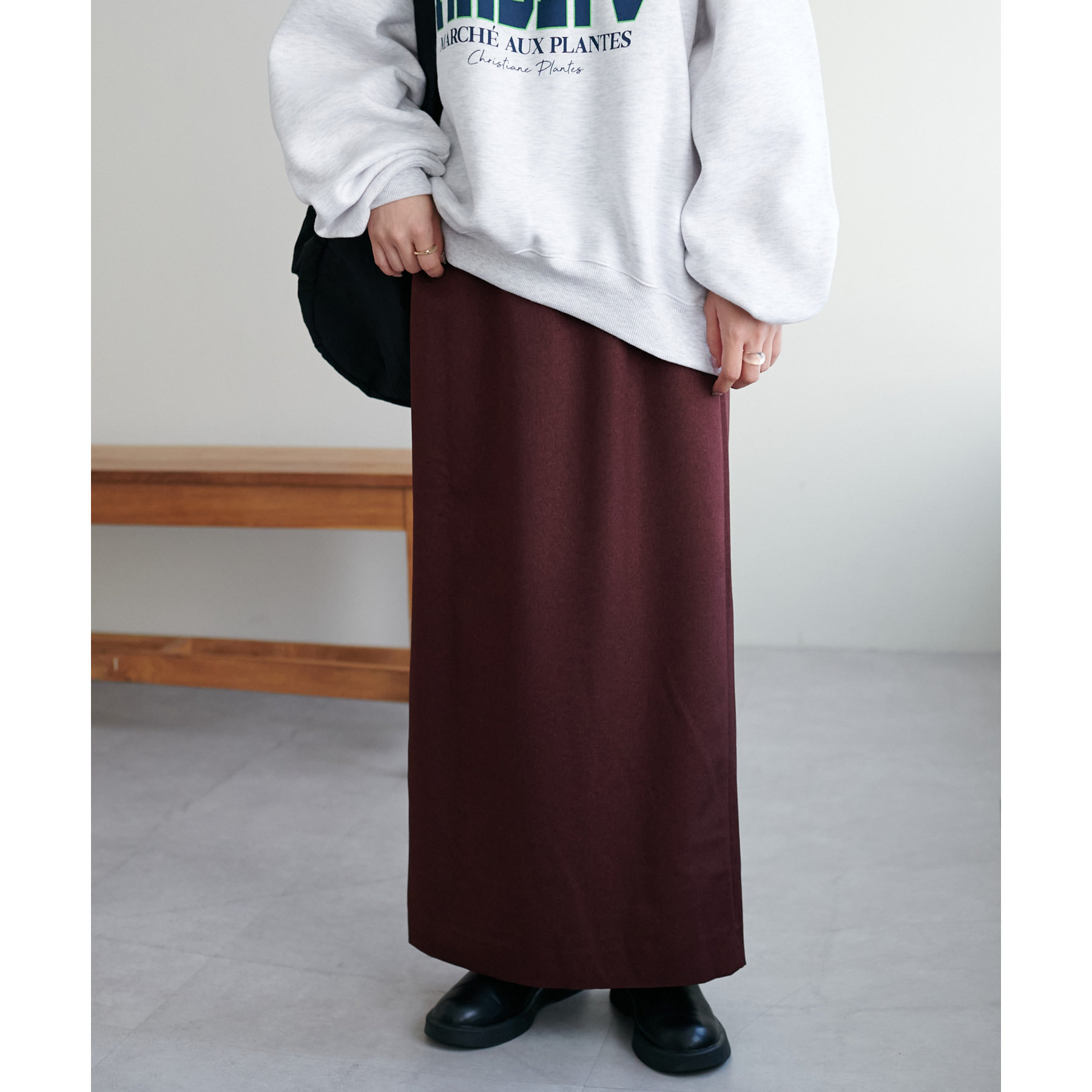 ヒムカシ　上質ウールスカート TOMORROWLAND スカート ポリエステルウールツイル