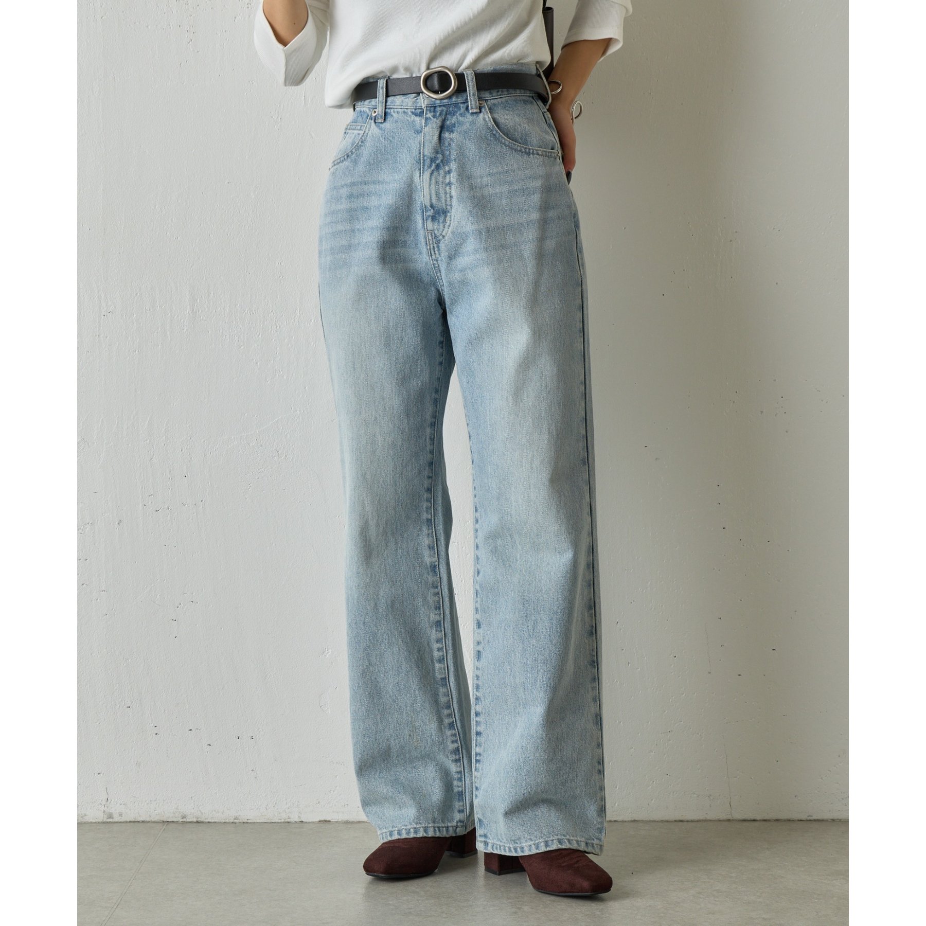 efu サスペンダー　ルーズストレートデニム　ブラウンM セットアップ対応】ルーズストレートデニム | ファッション通販サイト NUGU