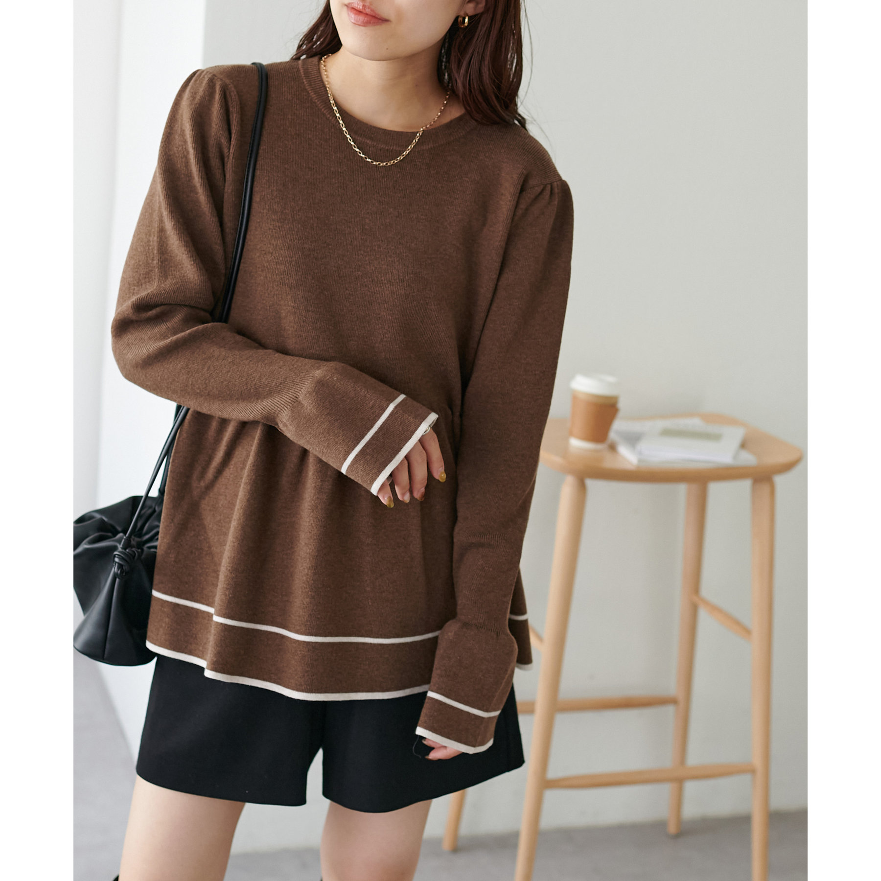 WEB限定】ライン配色ペプラムニット | ファッション通販サイト NUGU