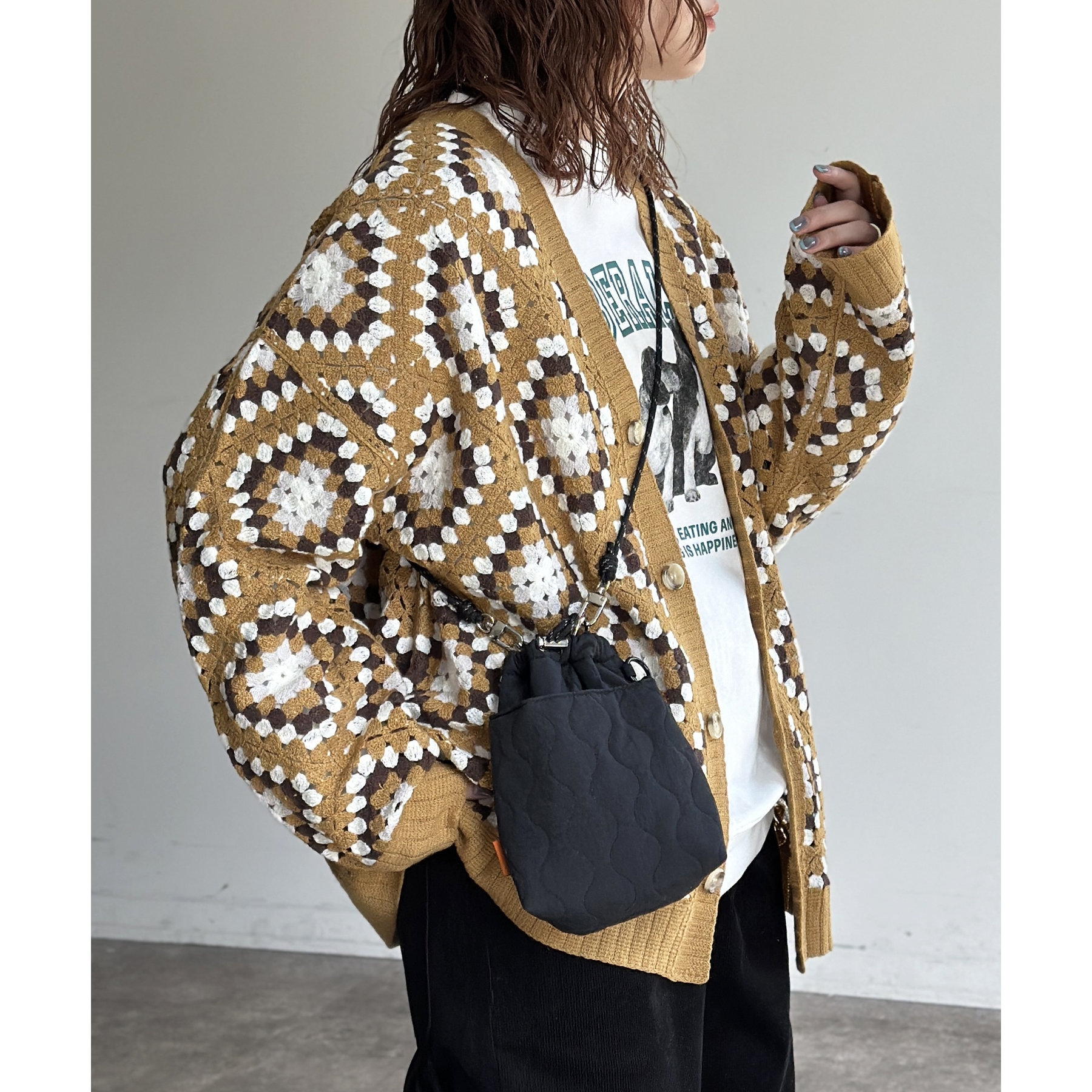 極美品　RHC ロンハーマン　22年モデル　クロシェ編み　カーディガン　パープル 極美品 RHC ロンハーマン 22年モデル クロシェ編み カーディガン