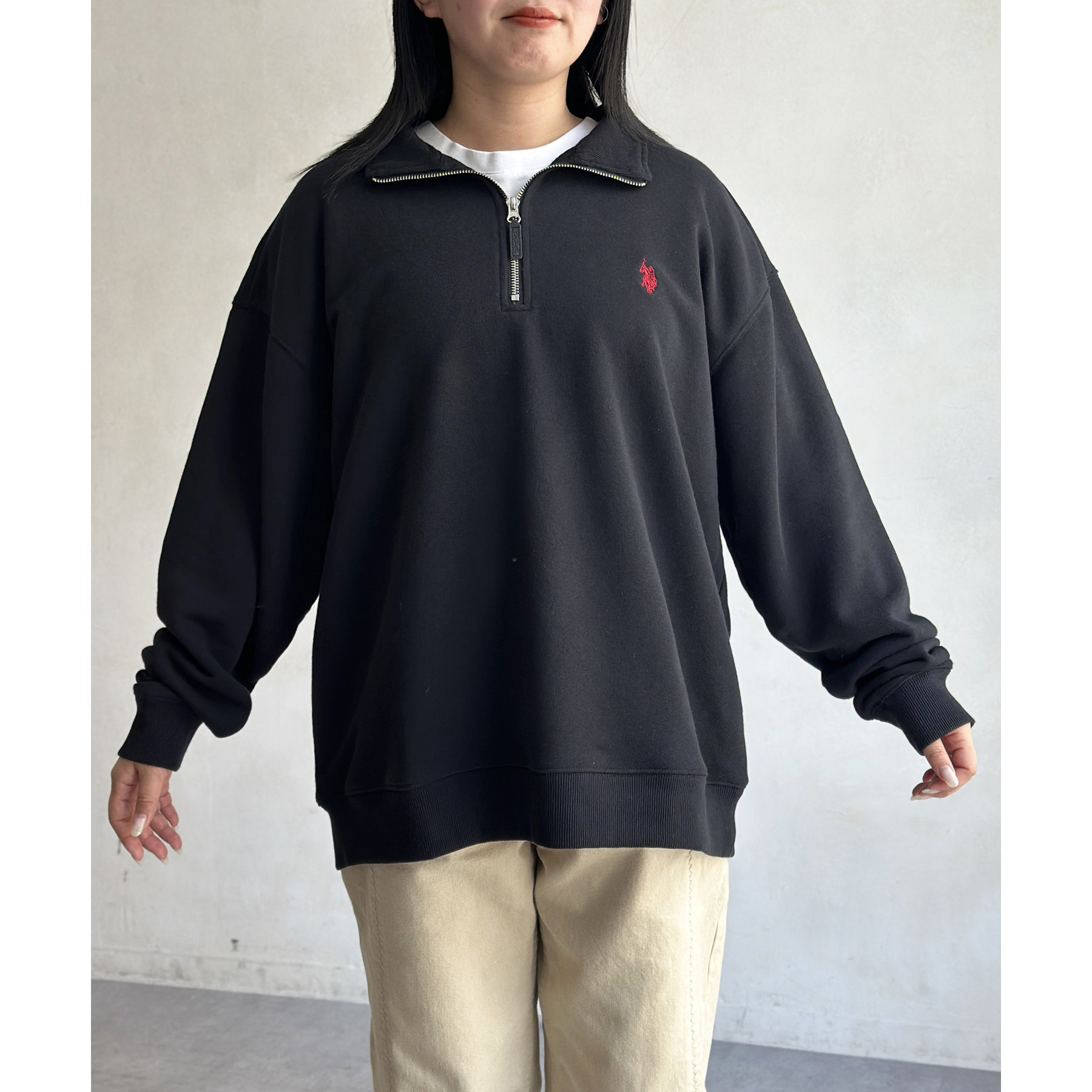 裏毛ハーフジップトップス　ネイビー U.S. POLO ASSN.】裏毛ハーフジッププルオーバー | ファッション