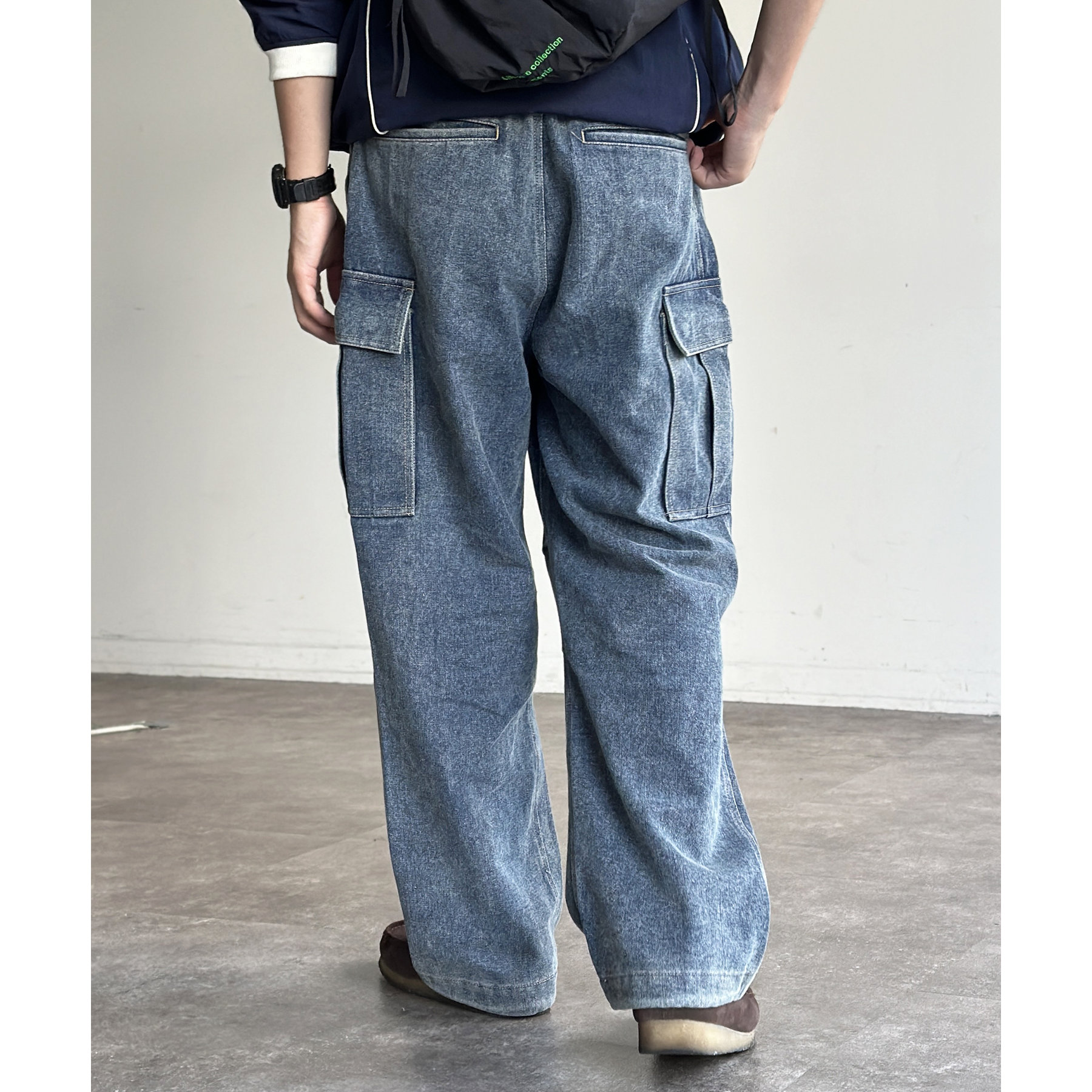 00s  jeans デニムカーゴパンツ インディゴ/IW66 カラーデニムカーゴパンツ | ファッション通販サイト NUGU