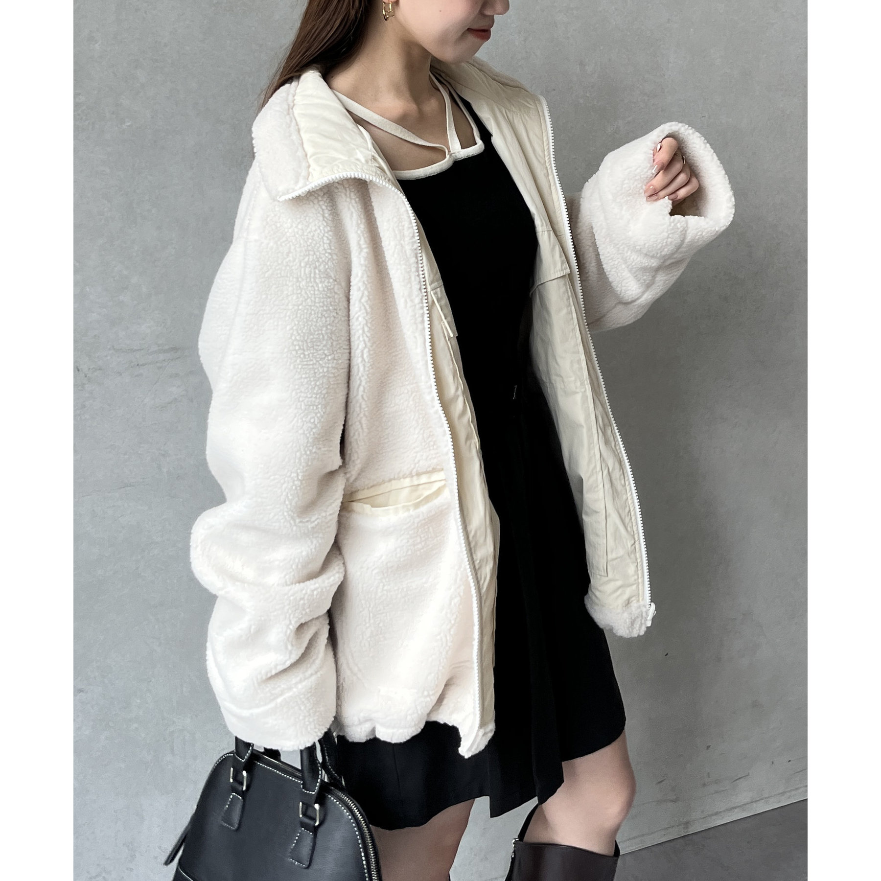 ボアリバーシブルスタンドカラーブルゾン | ファッション通販サイト NUGU