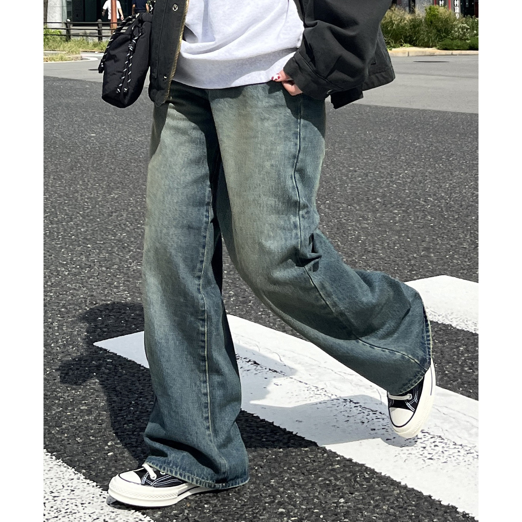 ハイウエストストレートデニム Ｍサイズ Louere ジーンズ デニム デニムパンツ ハイウエストストレート