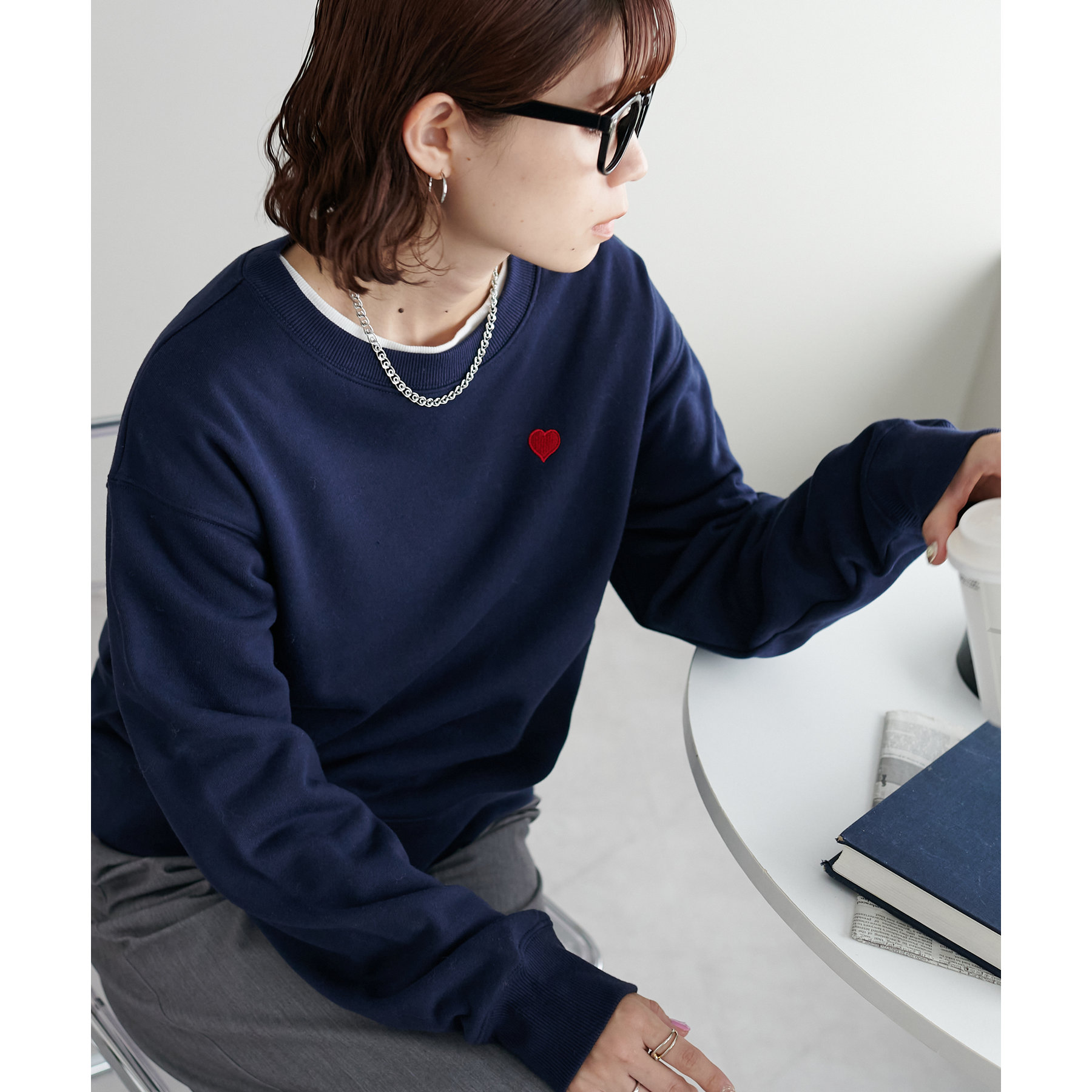 タグ付き新品未使用　JUSGLITTY ハート刺繍クロップドカットソー WEB限定/新色追加】ハート刺繍スウェット | ファッション通販