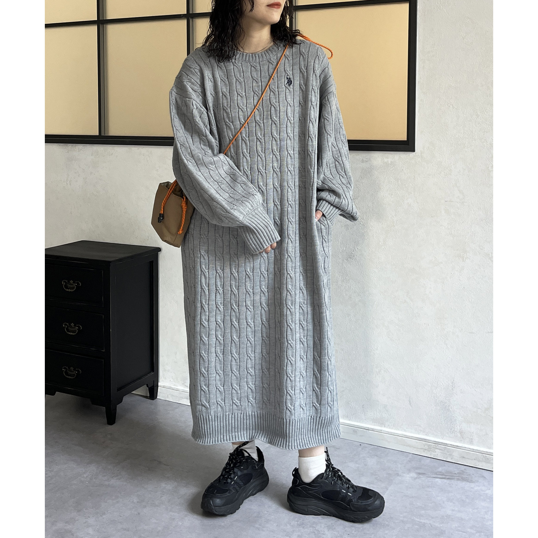 【美品】ポロラルフローレン 24SS ケーブルニットワンピース マキシ 大人気 美品】ポロラルフローレン 24SS ケーブルニットワンピース