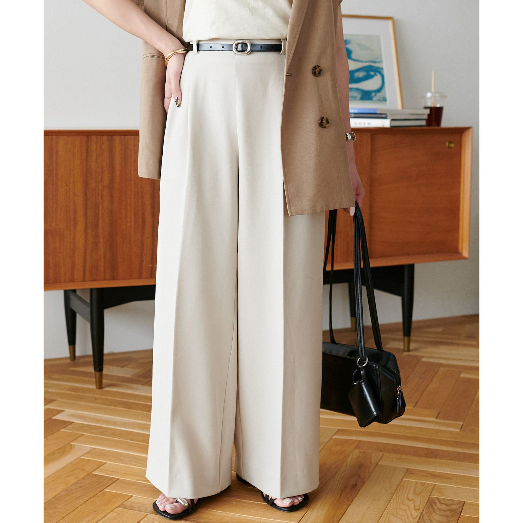 Noroll ベージュ ワイドパンツ NOROLL THICKWALK N.WEATHER PANTS Beige Ash Green