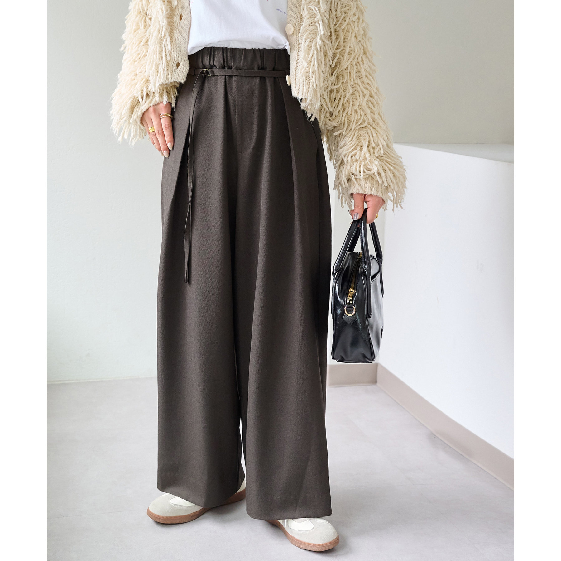ベルト付タックワイドパンツ | ファッション通販サイト NUGU