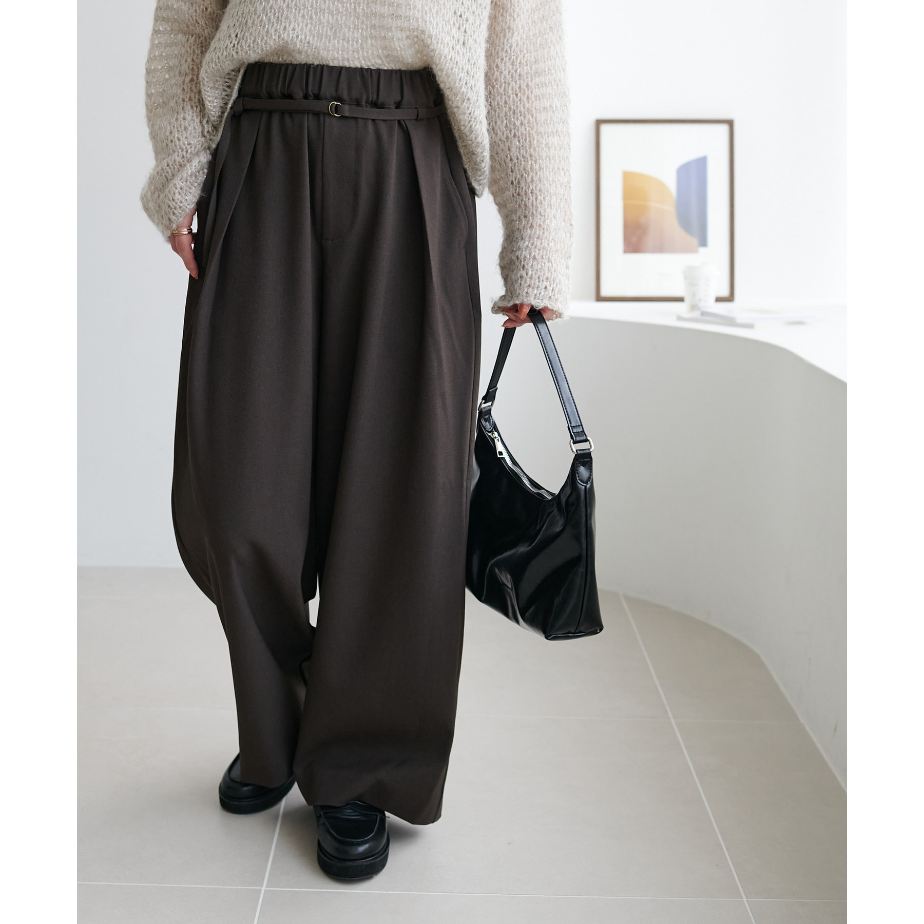 ベルト付タックワイドパンツ | ファッション通販サイト NUGU