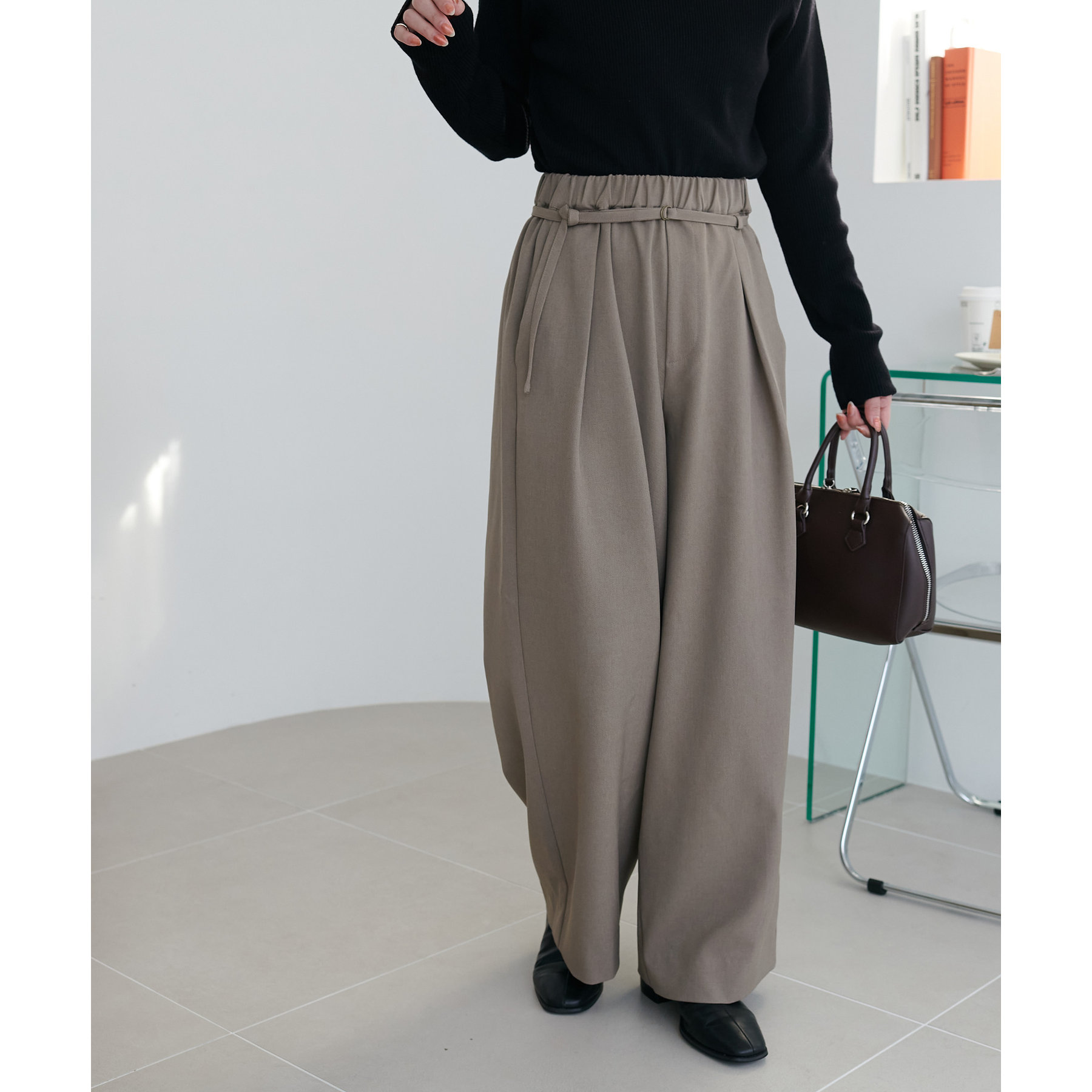 ベルト付タックワイドパンツ | ファッション通販サイト NUGU