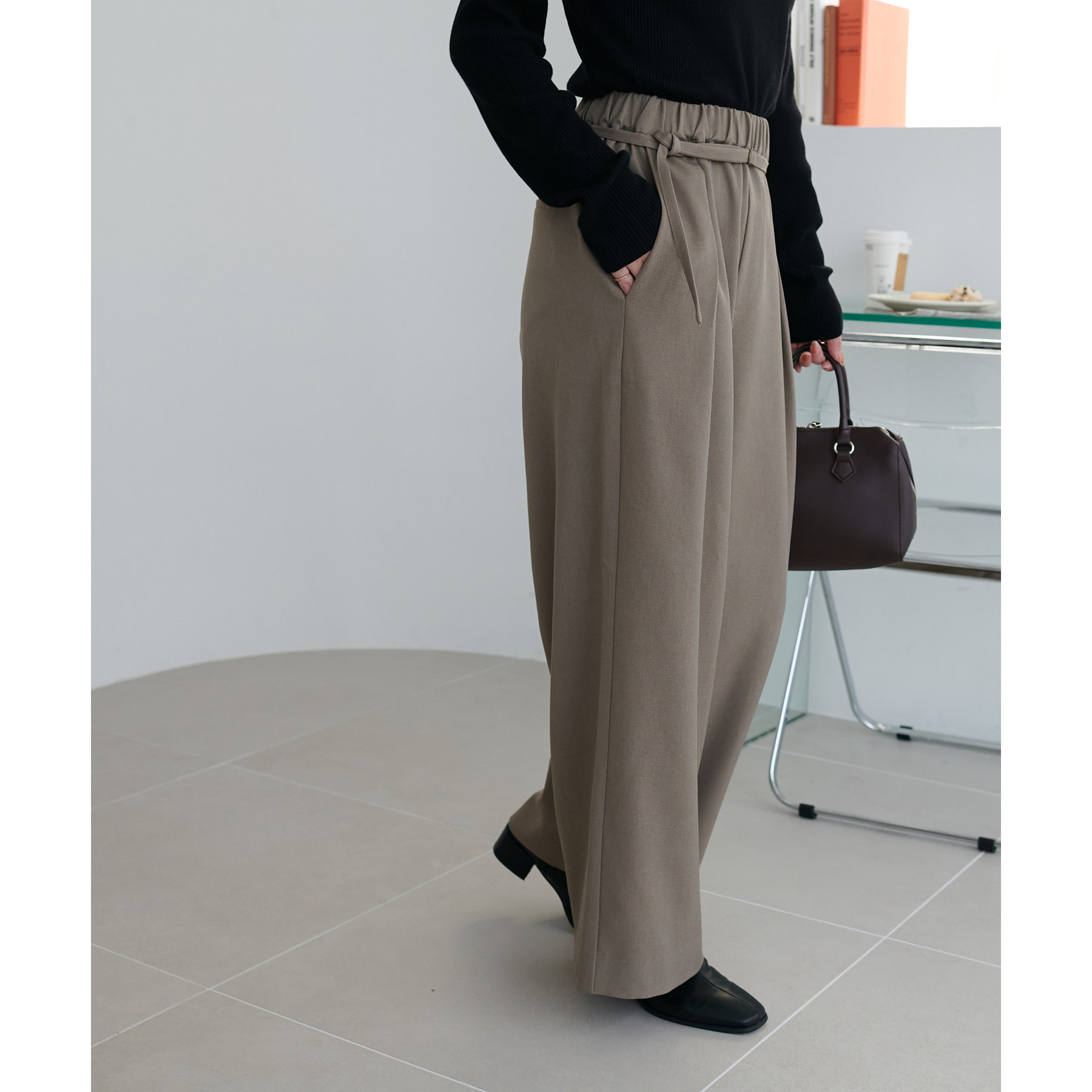 ベルト付タックワイドパンツ | ファッション通販サイト NUGU