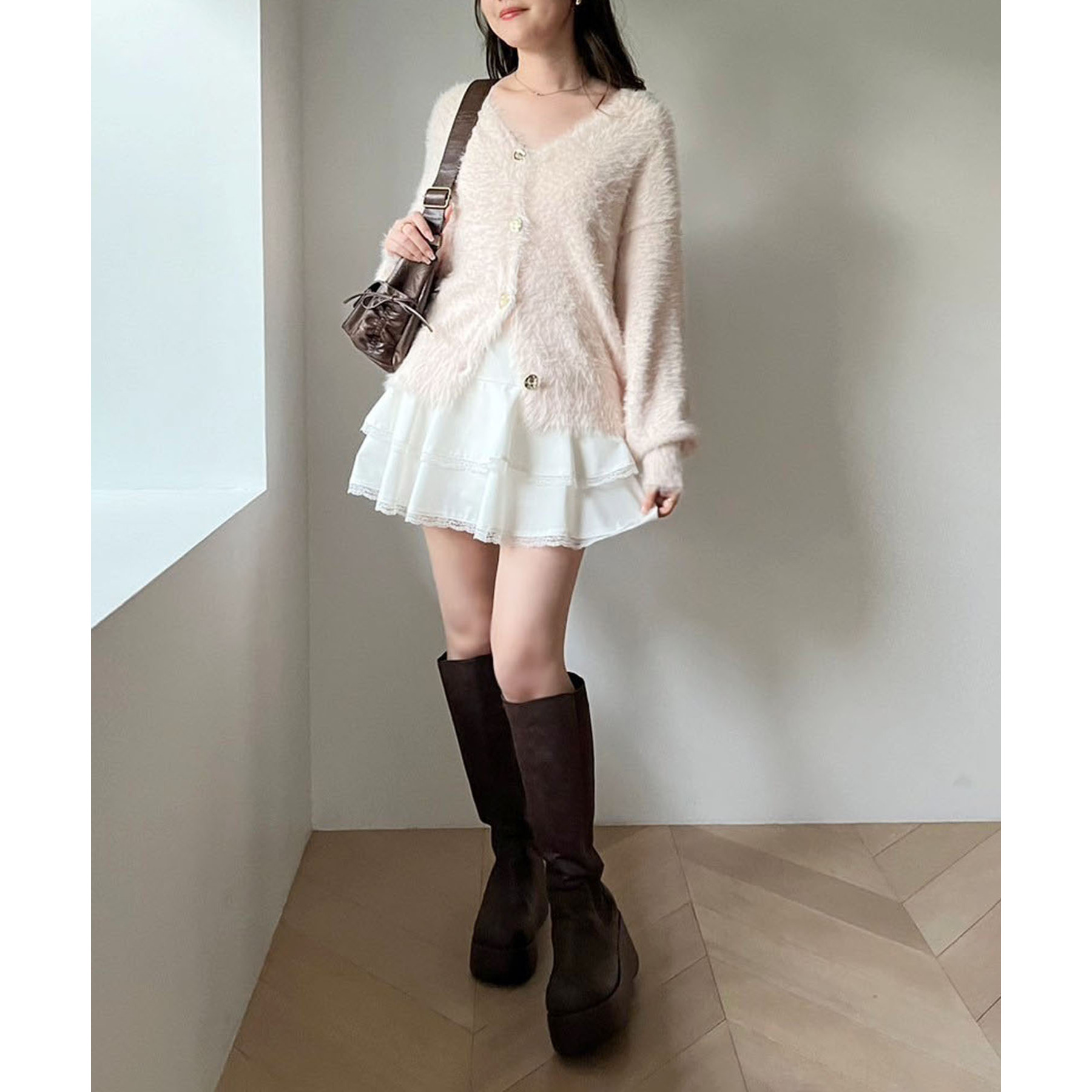 D&G ミニスカート 38 ウール レース チュニジア製 original]レースヴィンテージティアードミニレイヤードスカート
