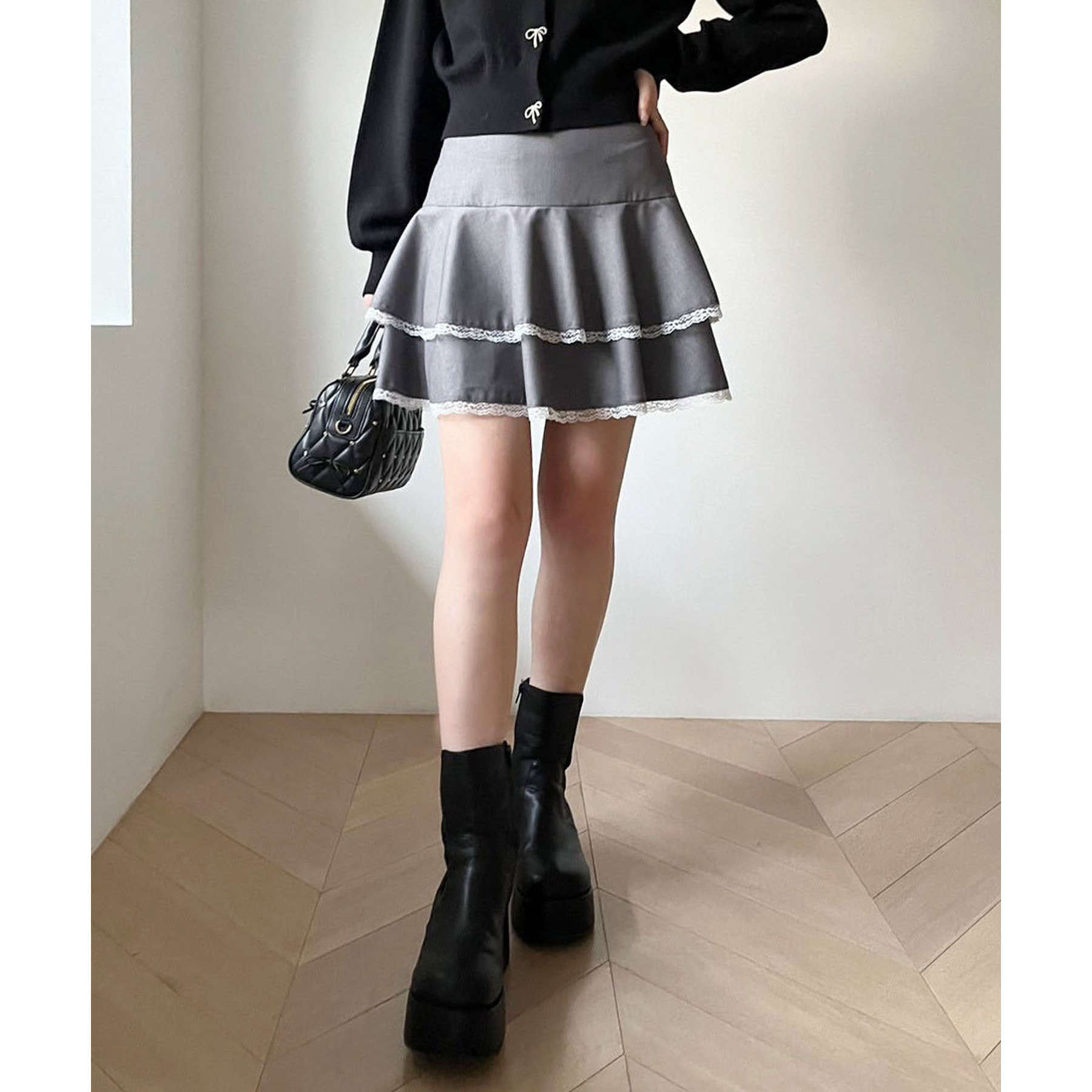 裾レースティアードミニスカート | ファッション通販サイト NUGU