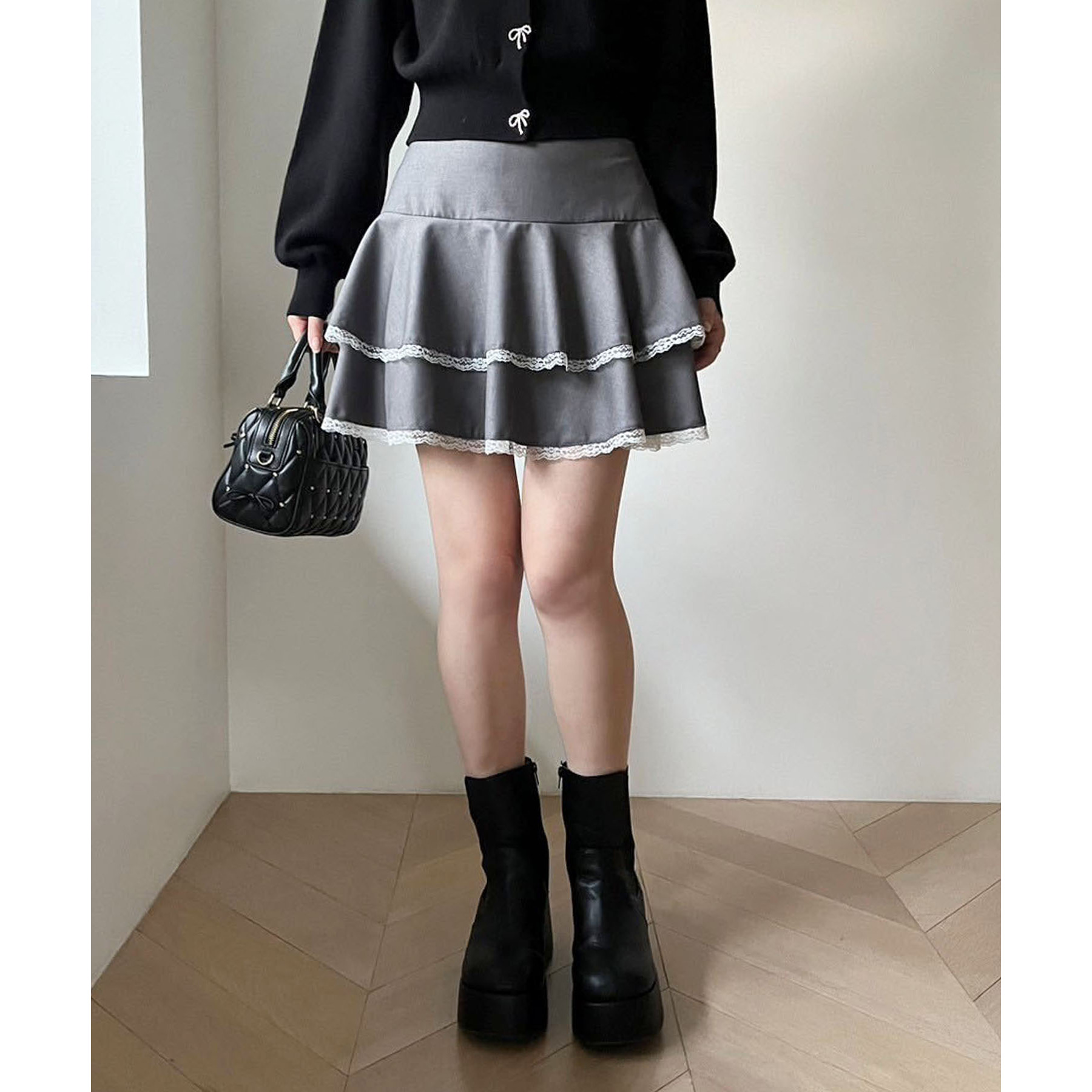 裾レースティアードミニスカート | ファッション通販サイト NUGU