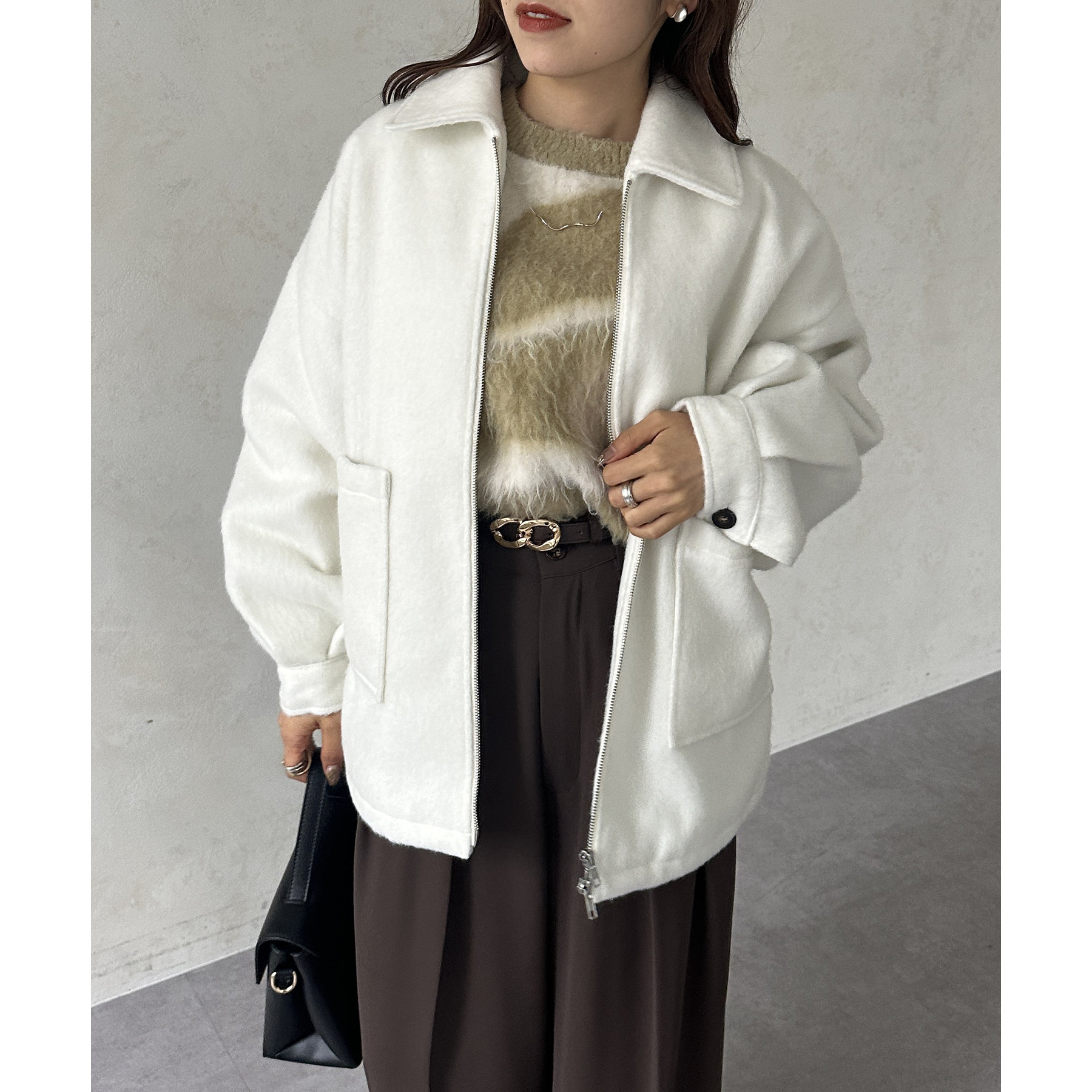 シャギーダブルジップミドルブルゾン | ファッション通販サイト NUGU