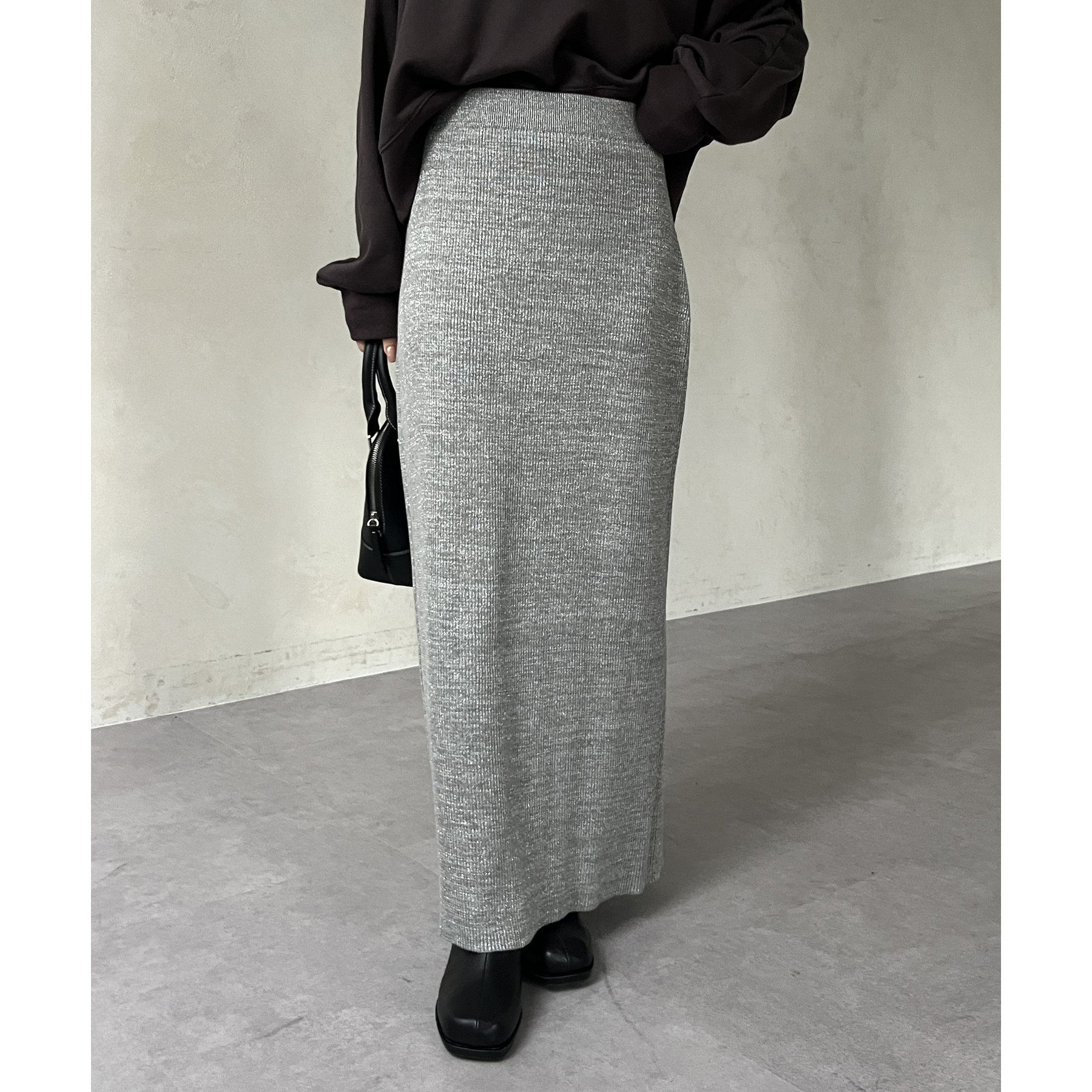 【美品】AKANE UTSUNOMIA リブニットスカート　フリル　ラメ　38 美品】AKANE UTSUNOMIA リブニットスカート フリル ラメ 38 aere