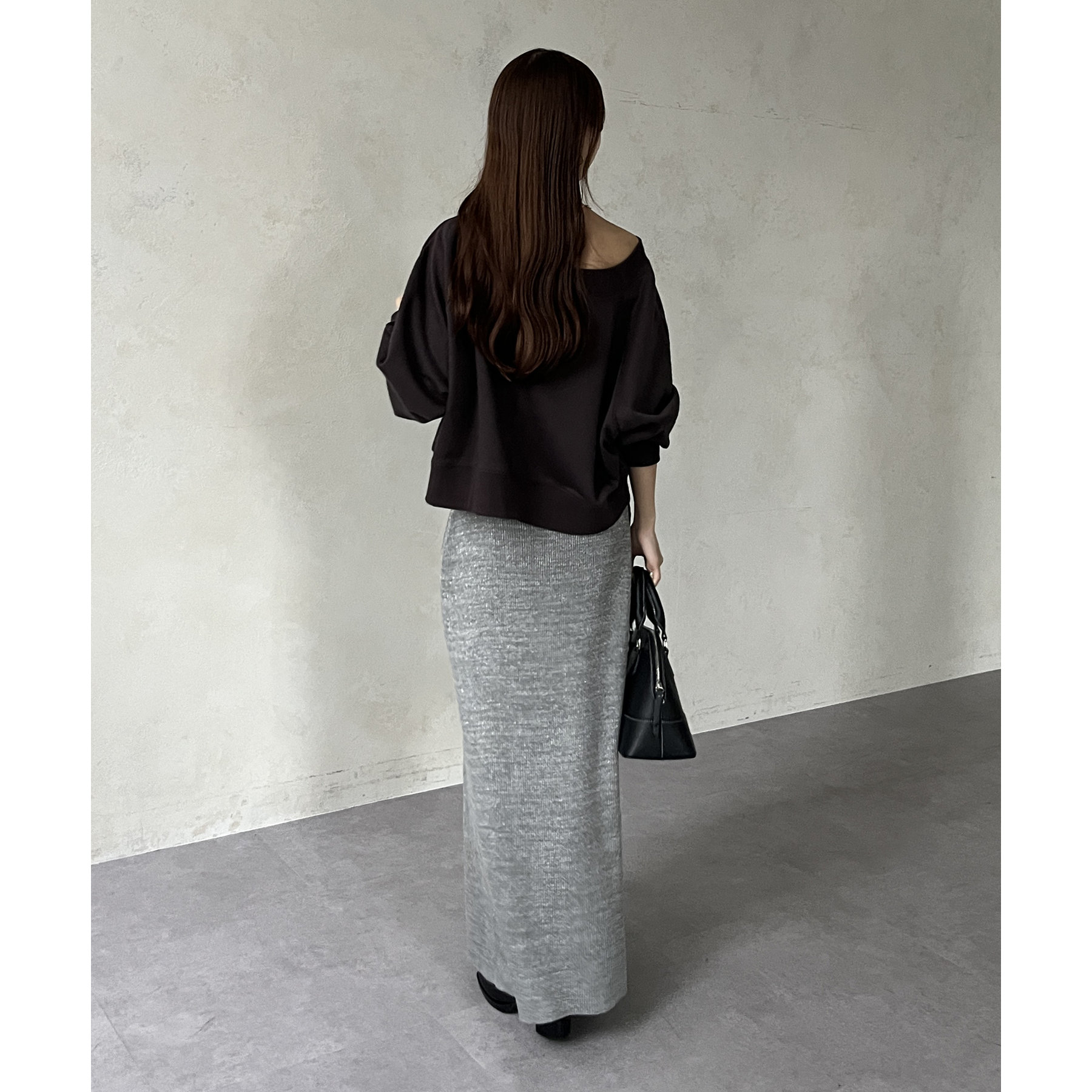 【美品】LOUIS VUITTON リブニットフレアスカート WINTER SALE】IG LIVEで登場〈フェイクラムスキンレザーフレア