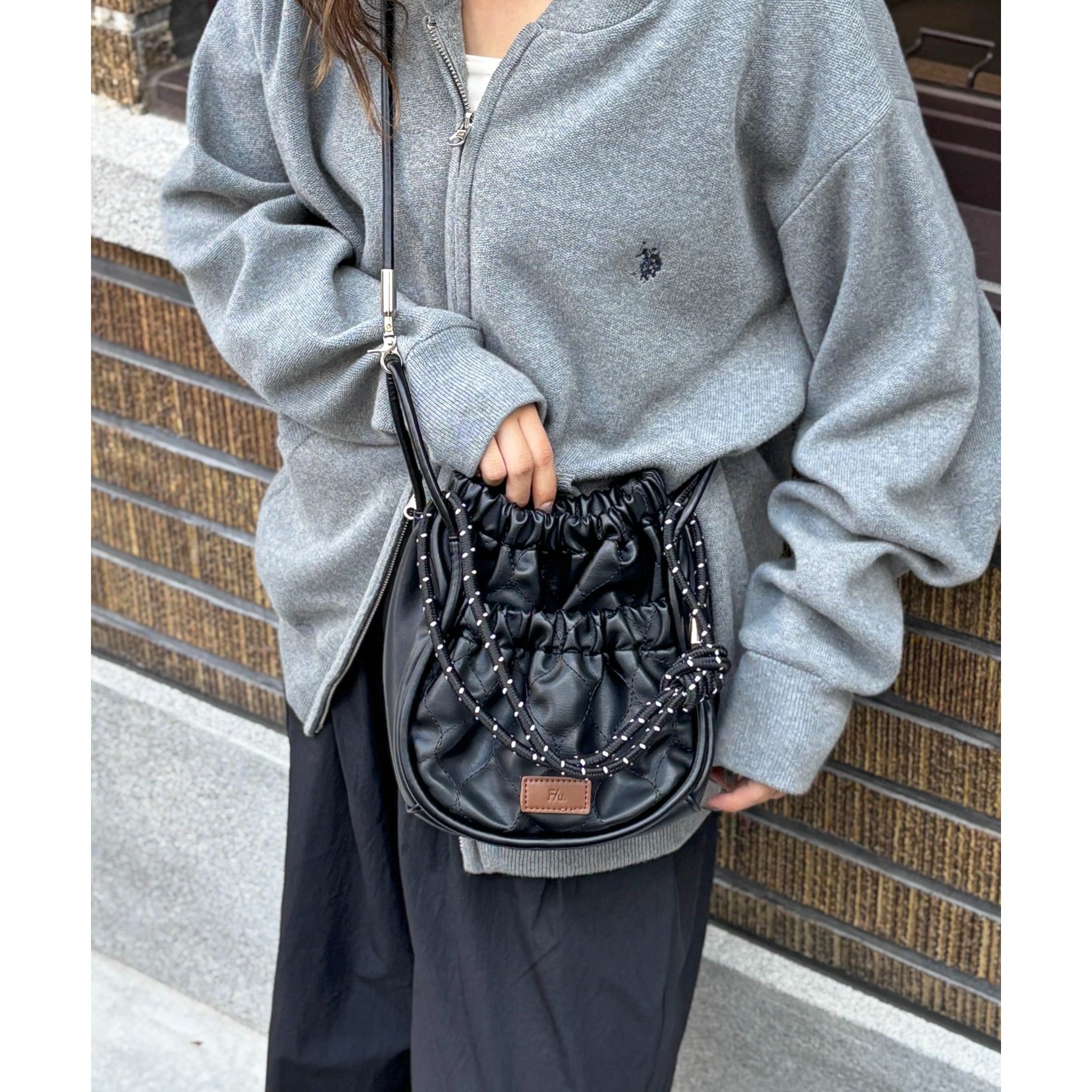 PUパラコードギャザーミニショルダーバッグ FUKA's企画】PUパラコードギャザーミニショルダーバッグ