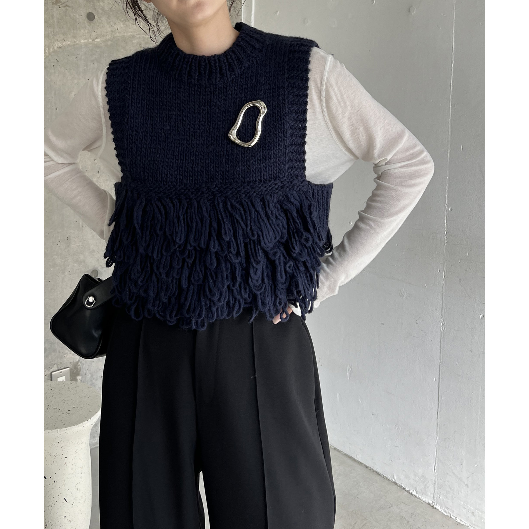 2025ss／IENA LA BOUCLE／メランジハンドニットベスト／かぎ編み 2025ss／IENA LA BOUCLE／メランジハンドニットベスト／かぎ編み