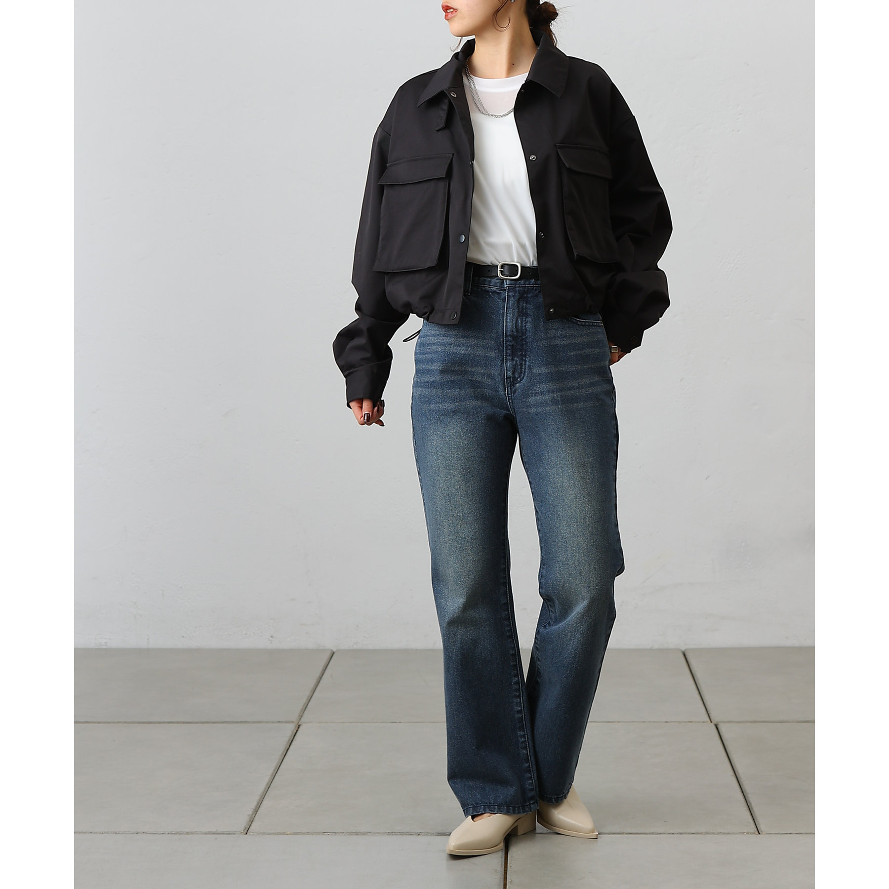 MHL. WASHED COTTON DRILL RAGLAN JACKET 10BLACK 〔レディース