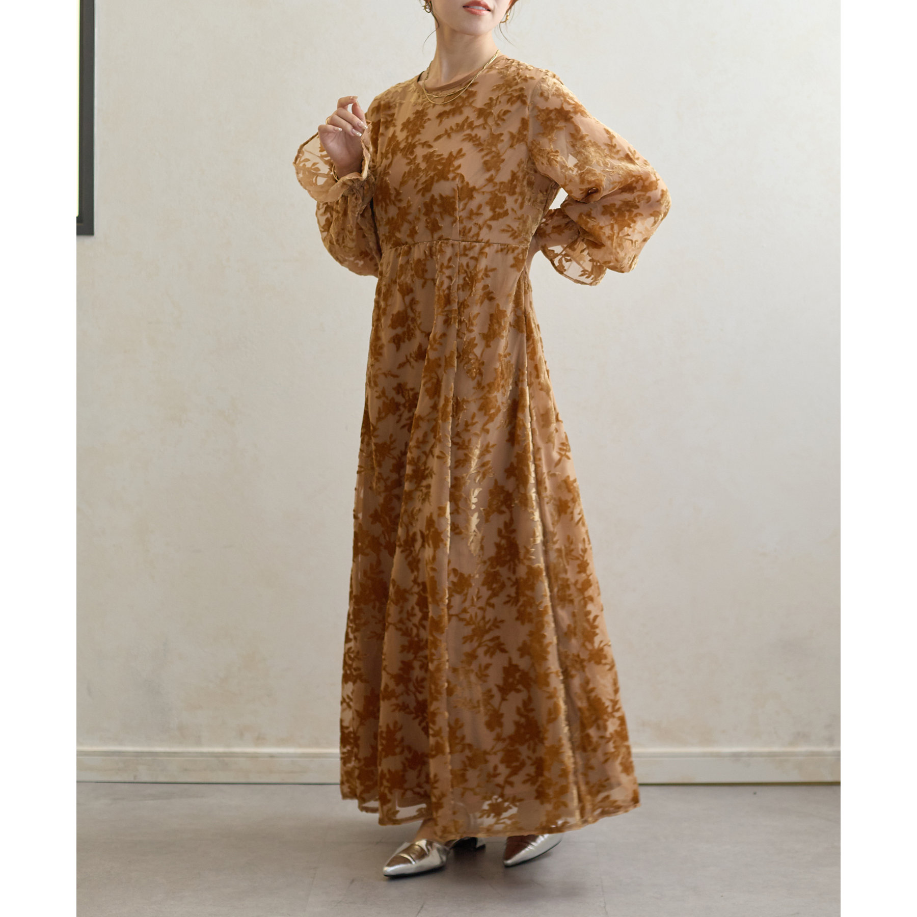 オケージョン】フラワージャガードワンピース | ファッション