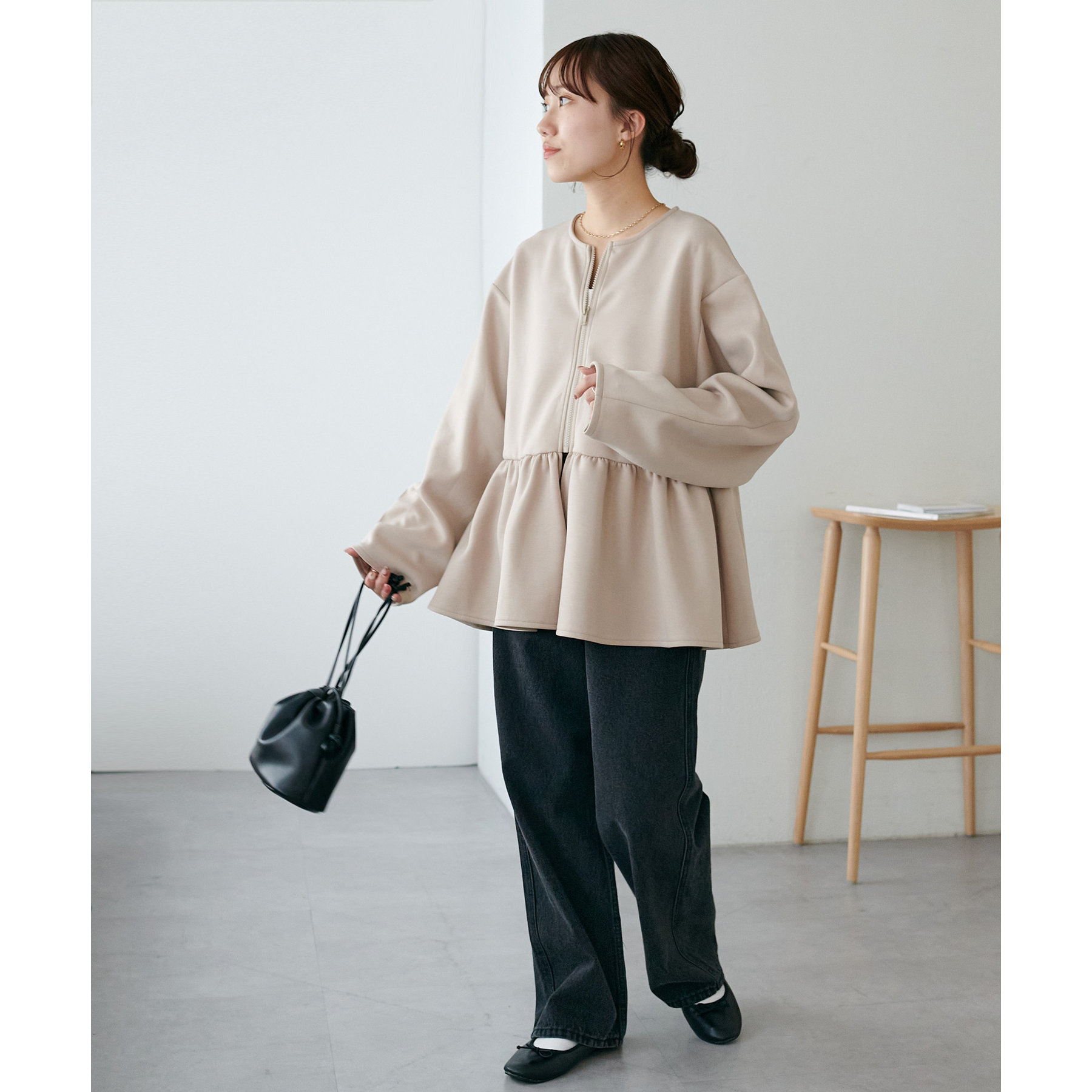 WEB限定】ペプラムノーカラージャケット | ファッション通販