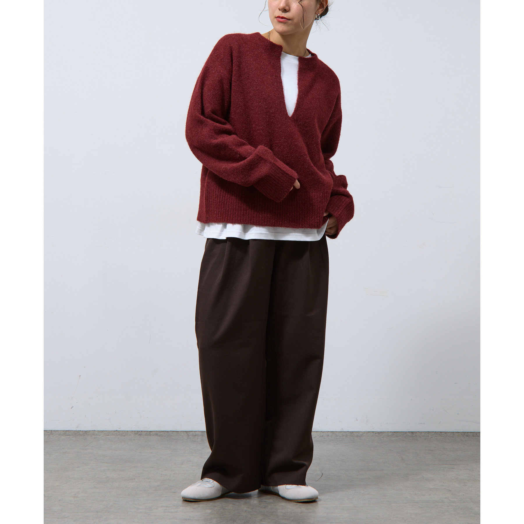 微起毛キーネックニットプルオーバー | ファッション通販サイト NUGU