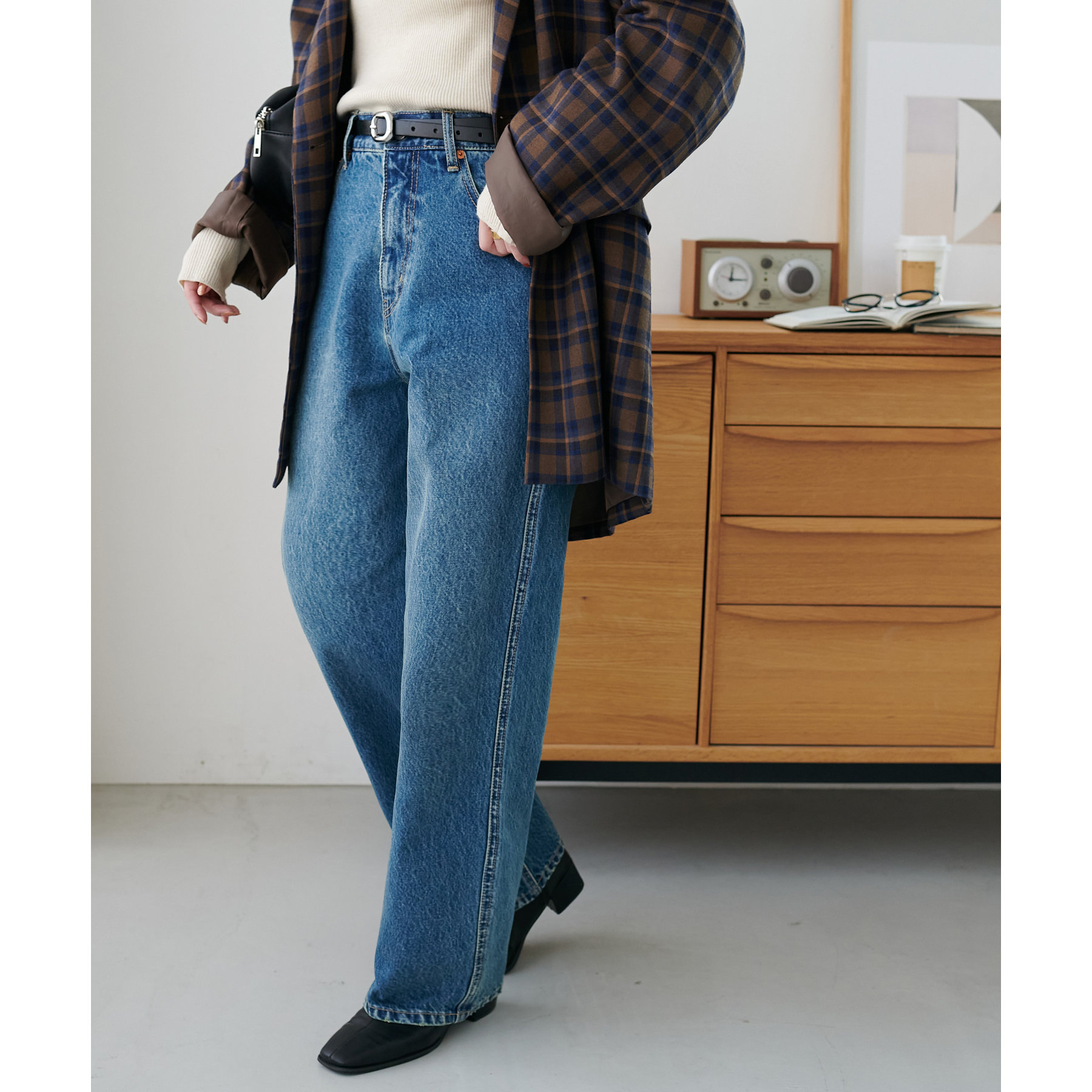 ビンテージ加工デニムストレートパンツ | ファッション通販