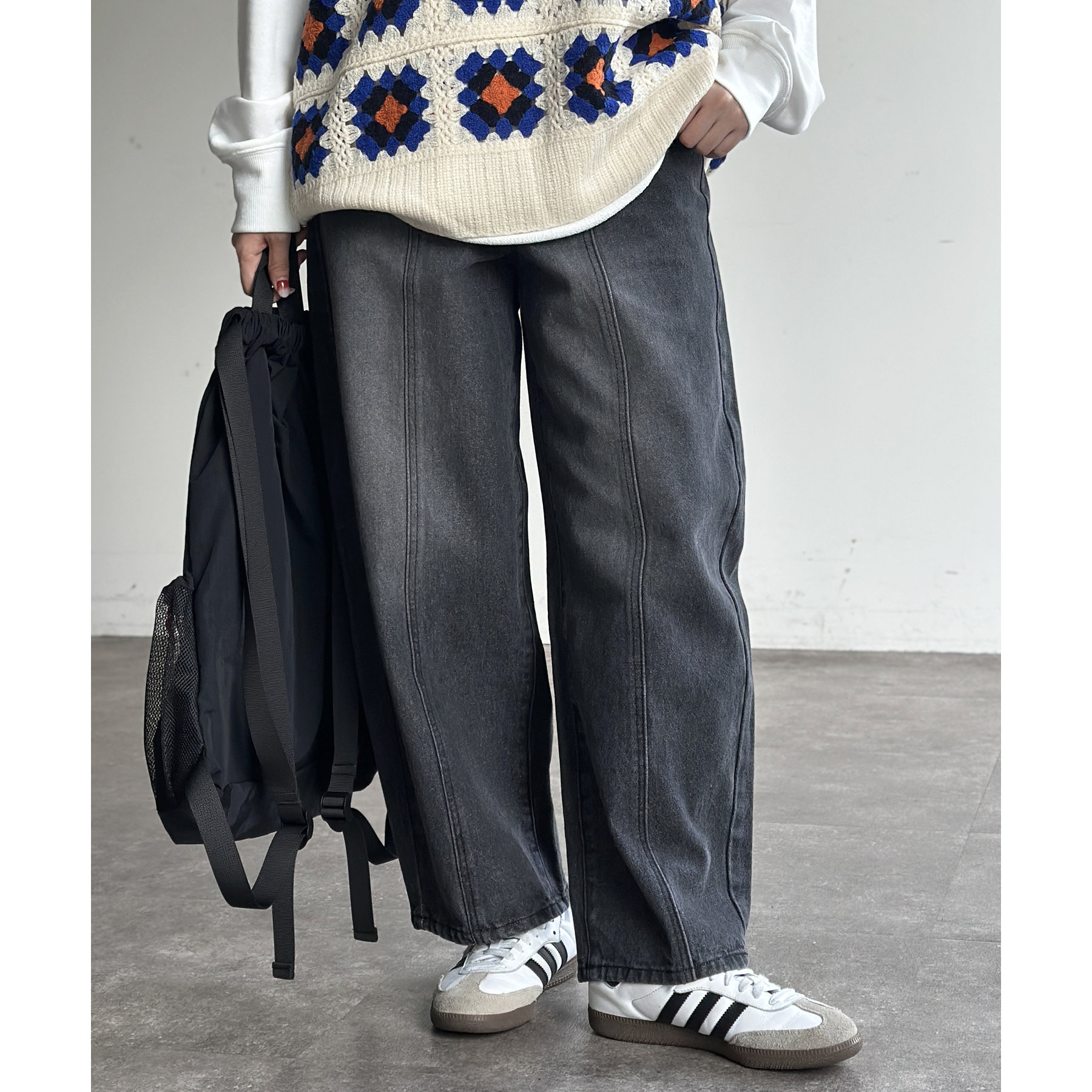 room306contemporary カーブデニム S room306 CONTEMPORARY / Curve Black Denim Pants