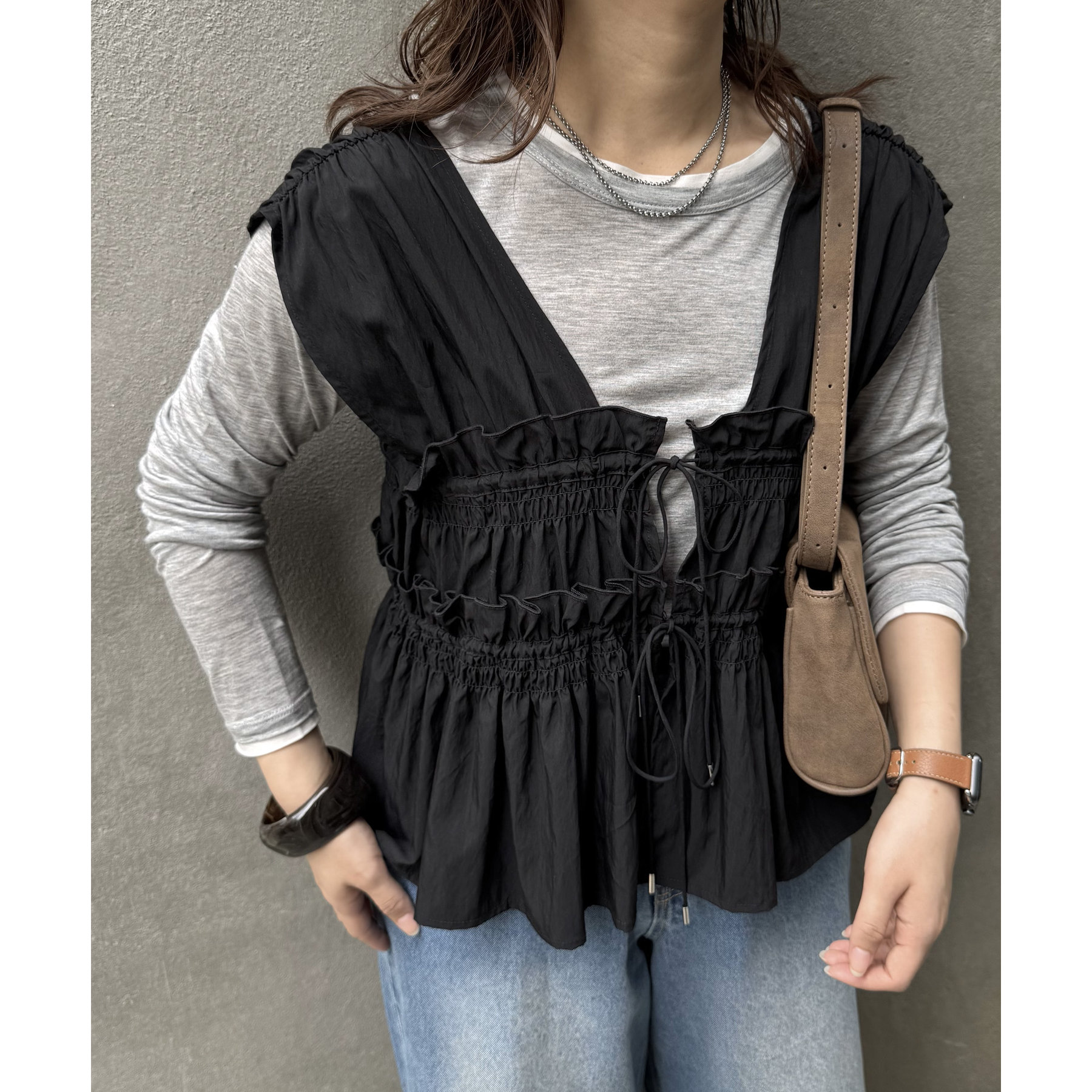 umm.】ギャザーリボン使いノースリ | ファッション通販サイト NUGU