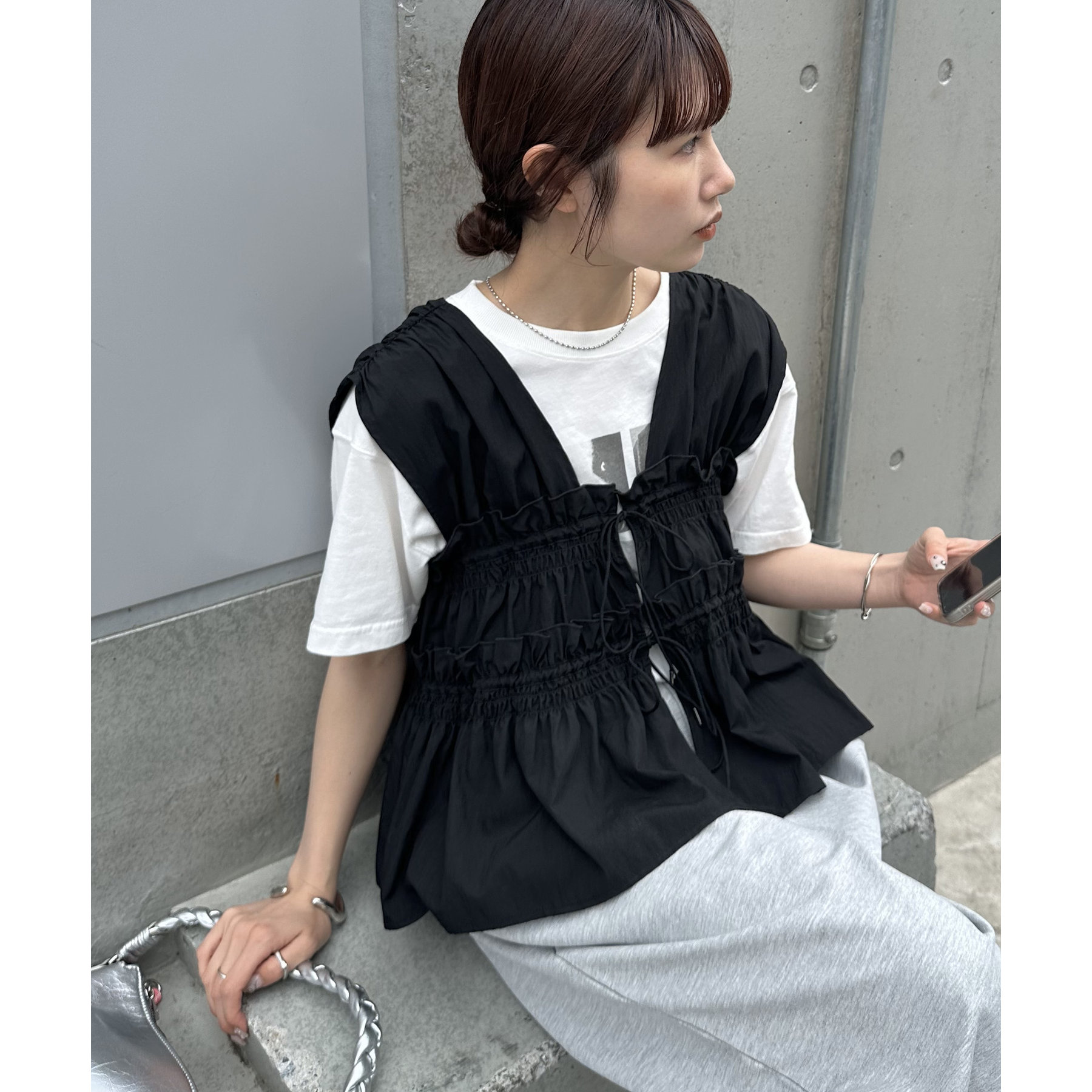 umm.】ギャザーリボン使いノースリ | ファッション通販サイト NUGU