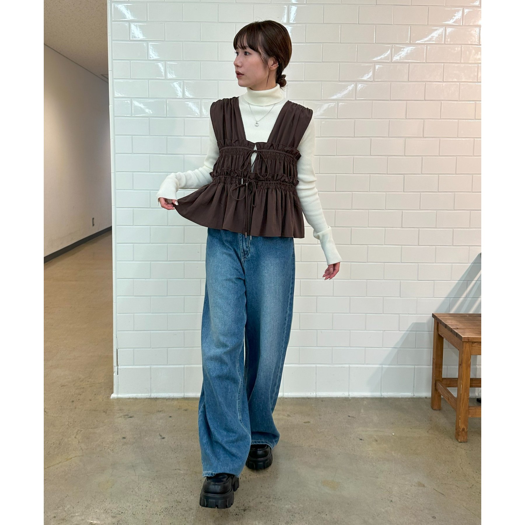 umm.】ギャザーリボン使いノースリ | ファッション通販サイト NUGU