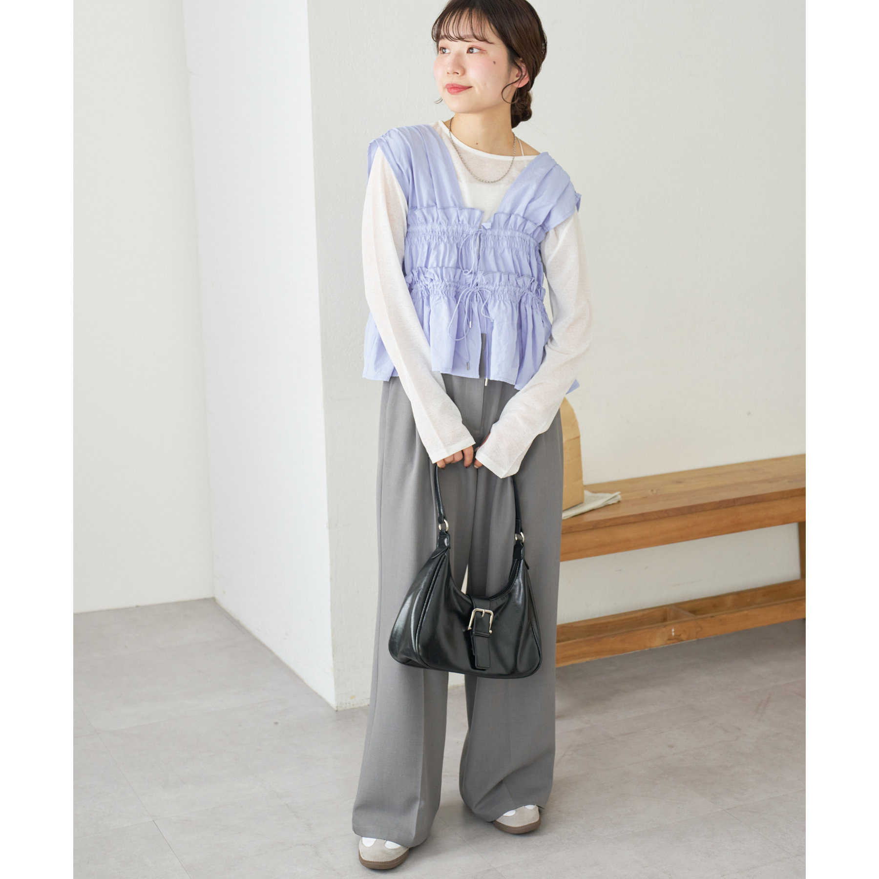 umm.】ギャザーリボン使いノースリ | ファッション通販サイト NUGU
