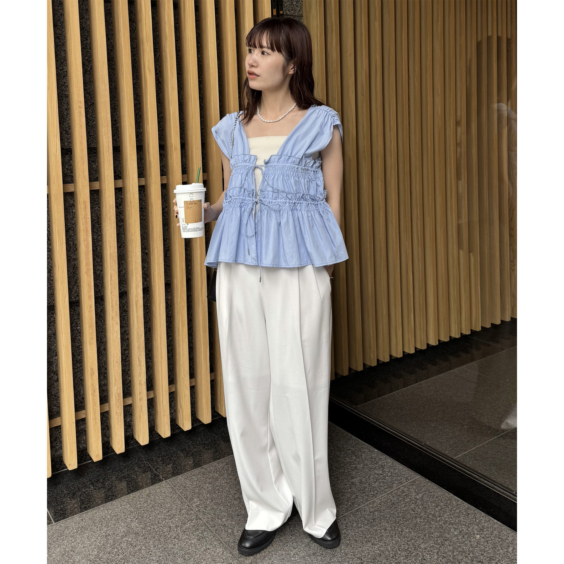 【umm.】ギャザーリボン使いノースリ　新品未使用 Discoat｜【umm.】ギャザーリボン使いノースリ | Rakuten