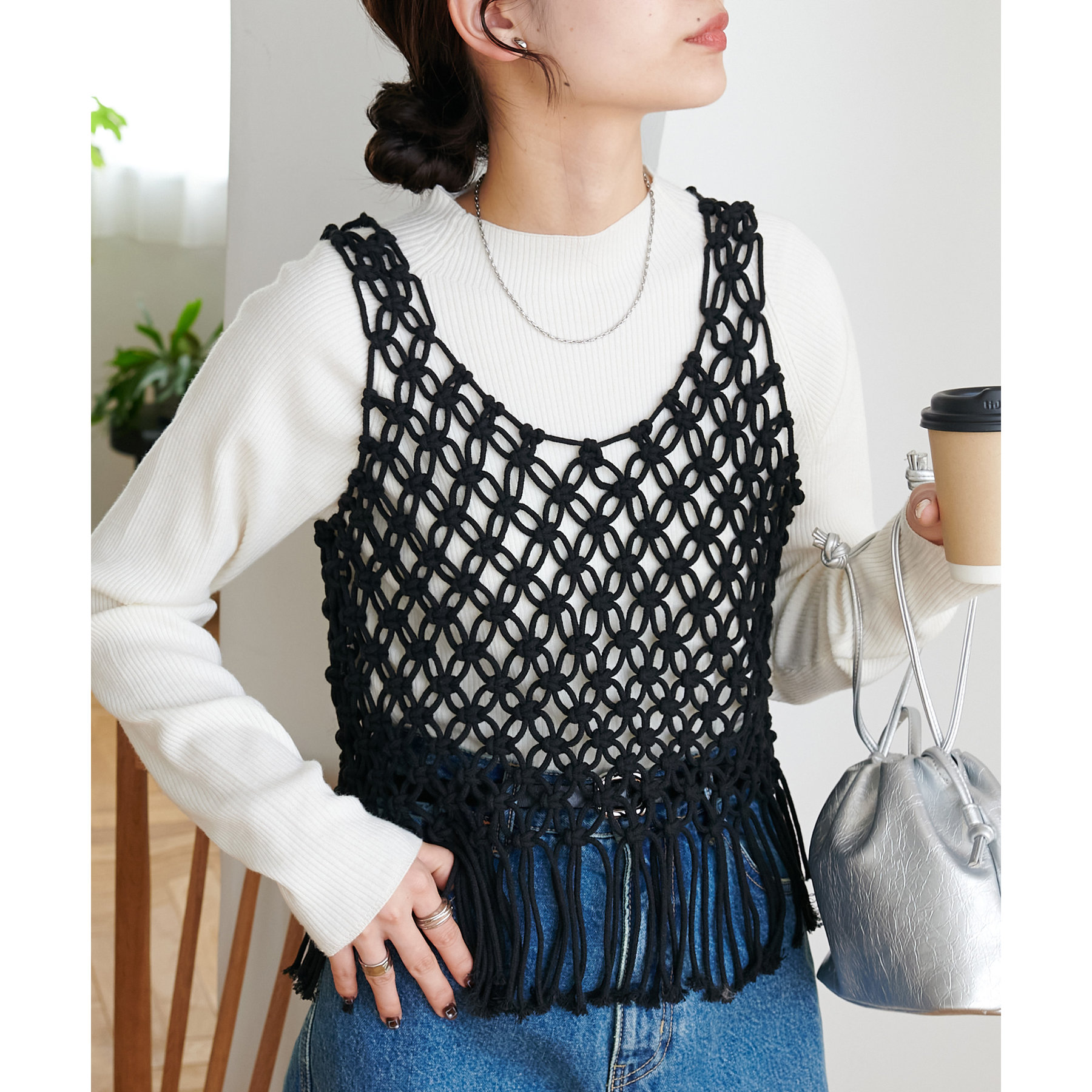 マクラメベスト discoat アイボリー Discoat｜マクラメベスト | Rakuten Fashion(楽天ファッション