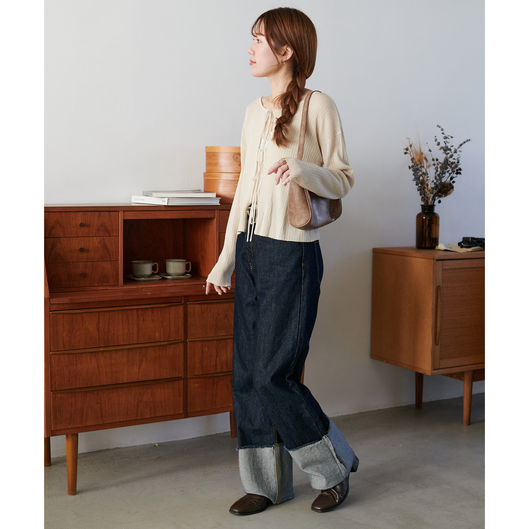 新品✨カデュネ　リボンラメカーディガン　半袖　前後2way　ブルー　M 新品✨カデュネ リボンラメカーディガン 半袖 前後2way ブルー M