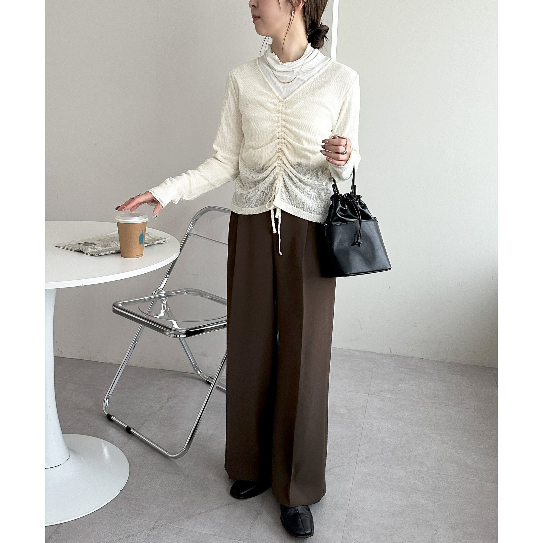 メランジ胸ギャザープルオーバー | ファッション通販サイト NUGU