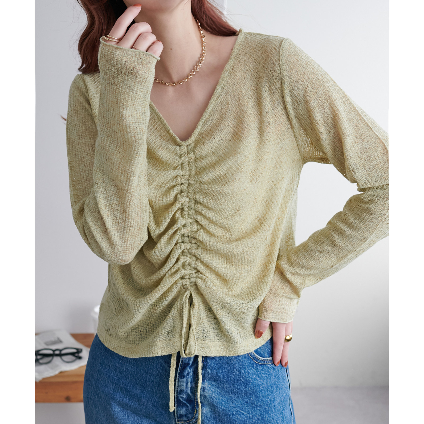 メランジ胸ギャザープルオーバー | ファッション通販サイト NUGU