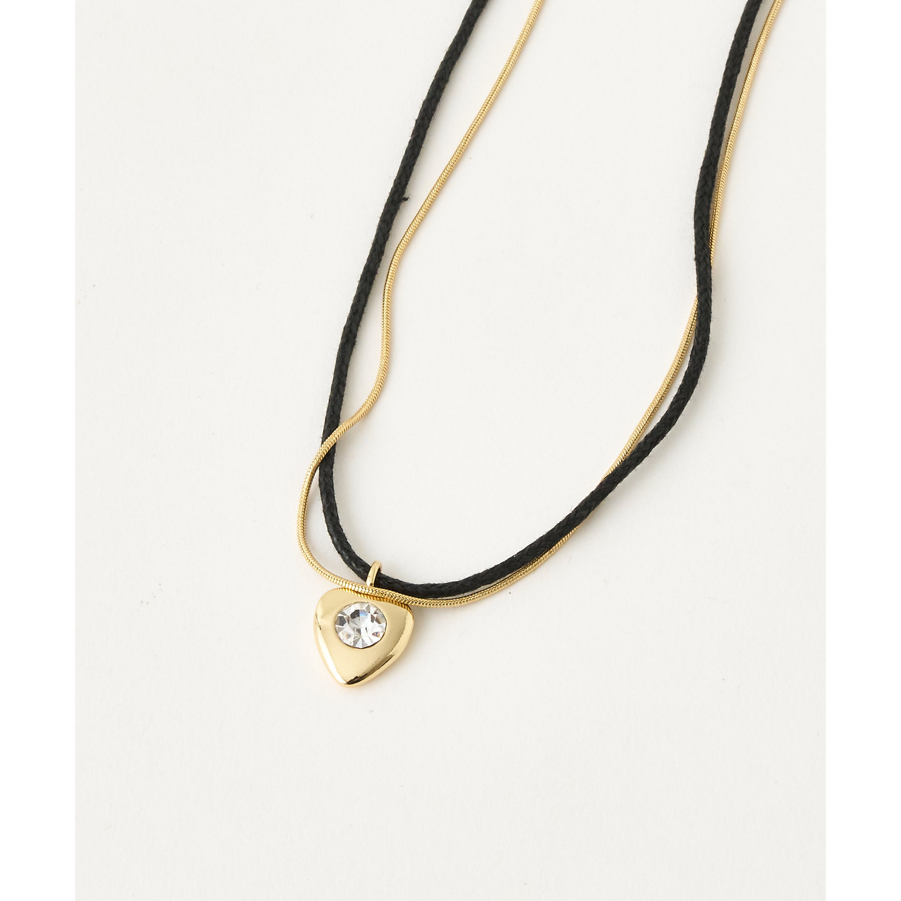 タグ有♡GOLDS♡ハートチャーム＆ダブルジップ♡チョーカー付トップス♡黒ピンク GOLDY】ガラスハートコンビ2連チョーカー | ファッション通販