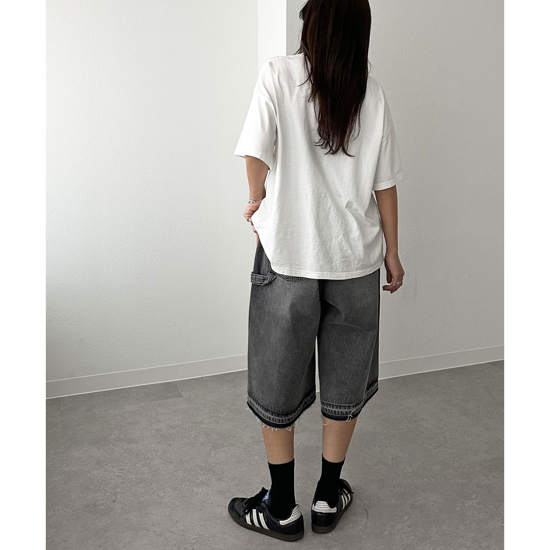 【完売品】Persevere デニムハーフパンツ　濃紺　L ユニセックス】デニムハーフパンツ | ファッション通販サイト NUGU