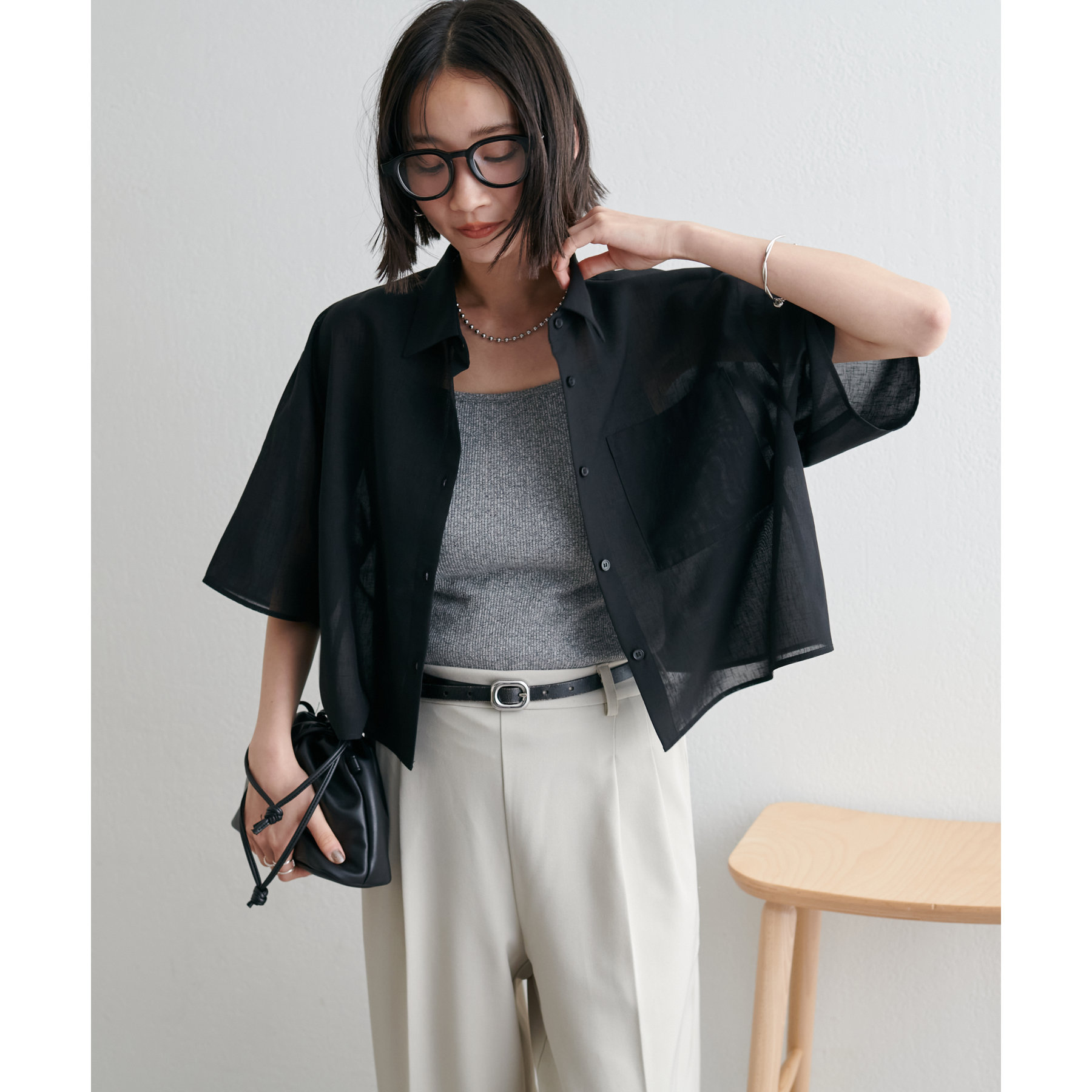 新品 ODDONEOUT クロップド　シアーシャツ ミントグリーン シースルー 新品 ODDONEOUT クロップド シアーシャツ ミントグリーン