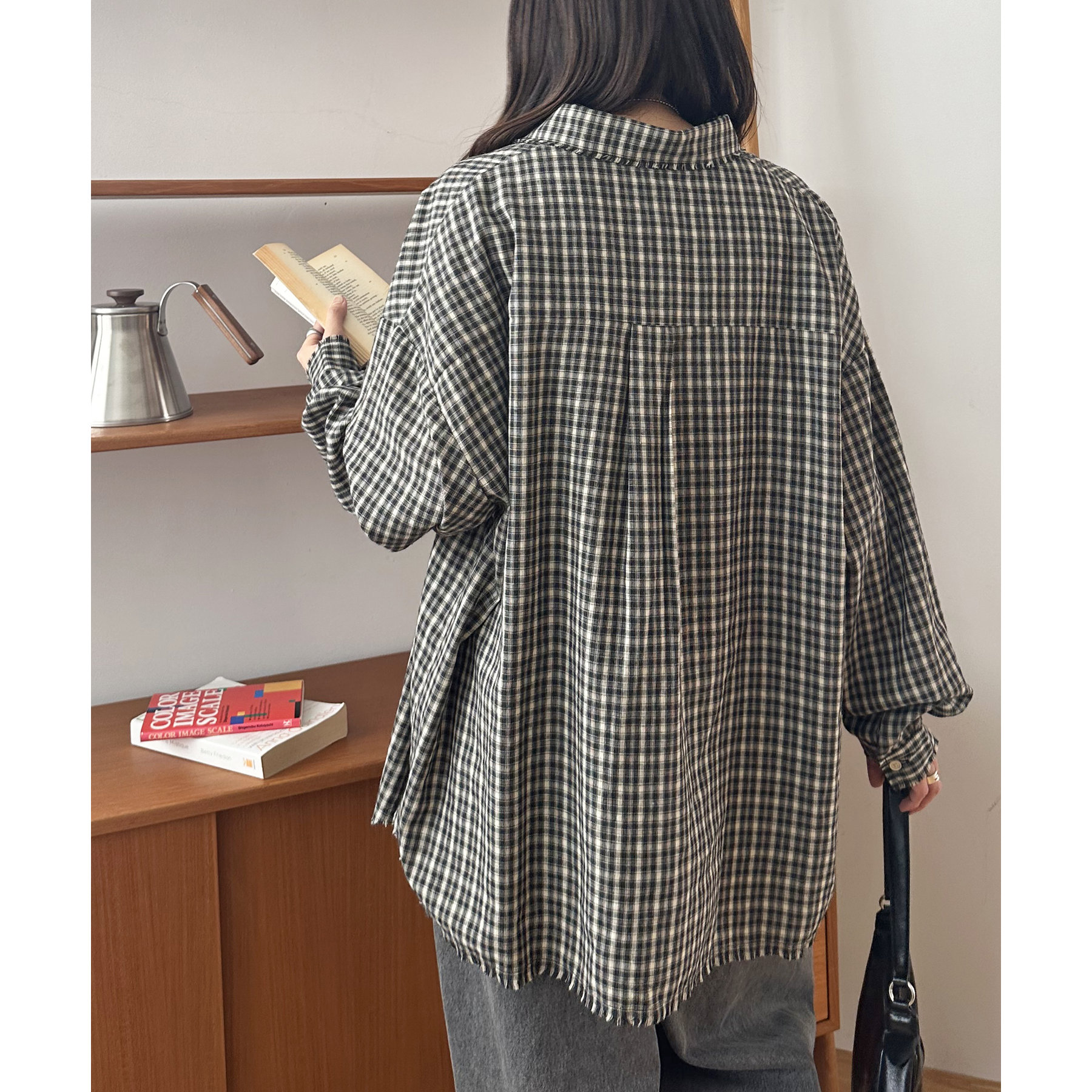 チェックフリンジオーバーシャツ《ユニセックス