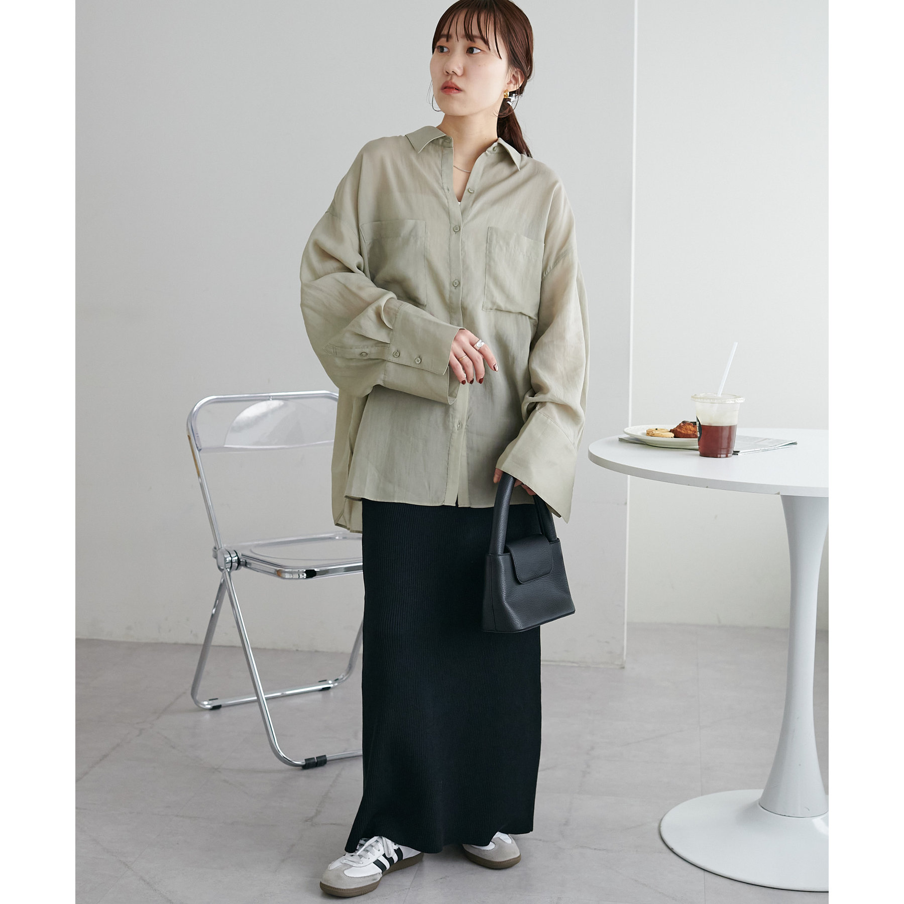 ブラウス シャツ 「WEB限定」テンセルビッグシャツブルゾン レディース Discoat ブラウス シャツ 「WEB限定」テンセルビッグシャツ